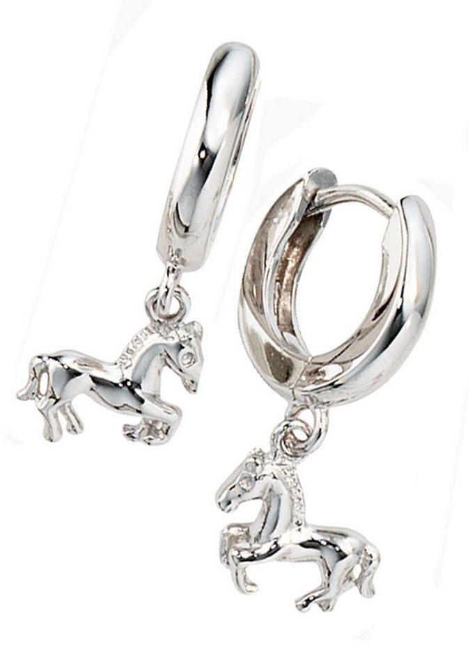 JOBO Paar Creolen Ohrringe Pferd, 925 Silber