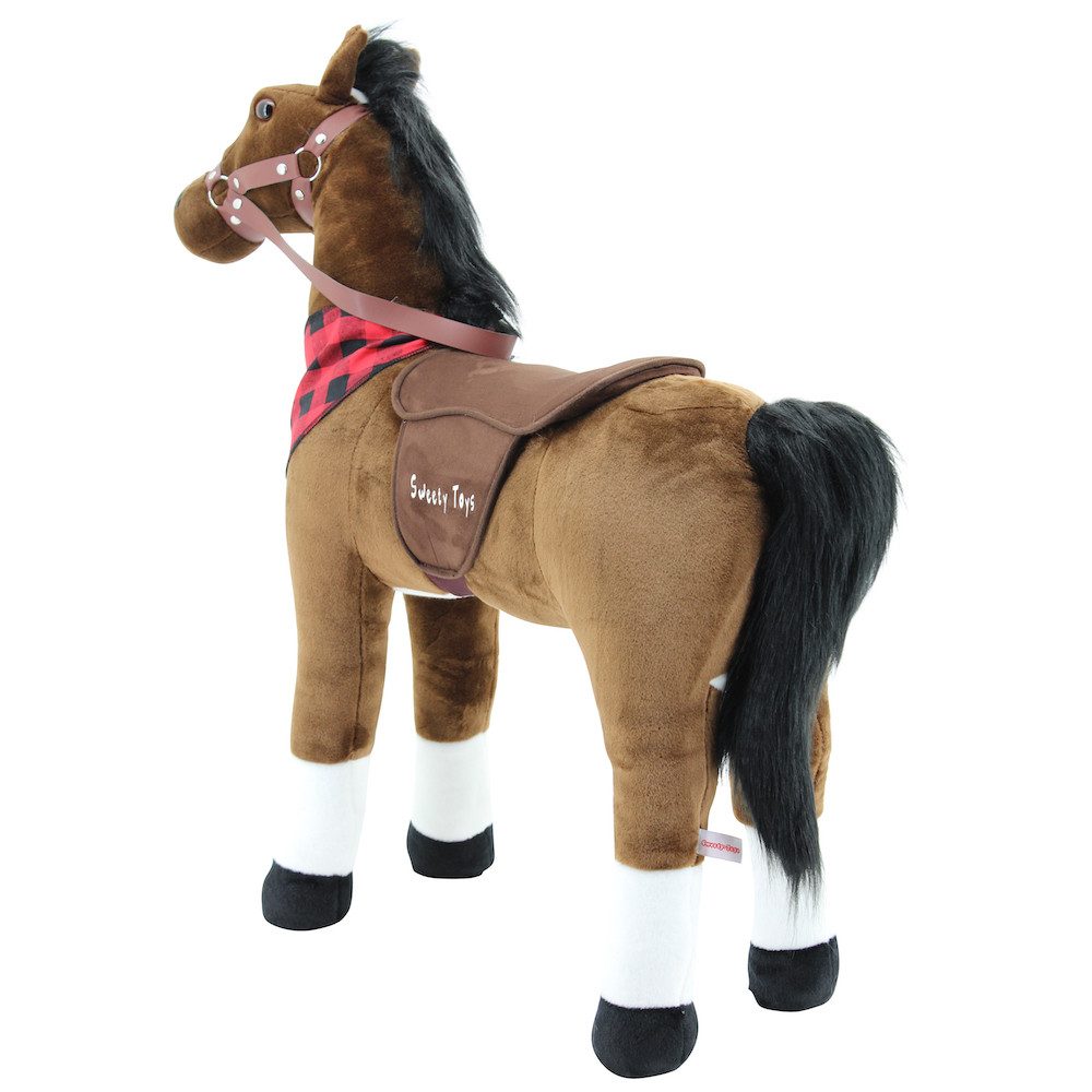 Sweety-Toys Stehpferd Sweety Toys 7653 Stehpferd LITTLE CHAMP 80cm Stahlunterbau dunkelbraun