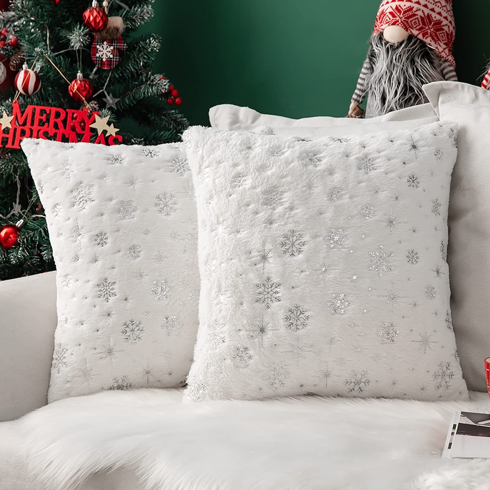 BYSURE Kissenbezug, (2 Stück), Weihnachtstag, silberne günstig online kaufen