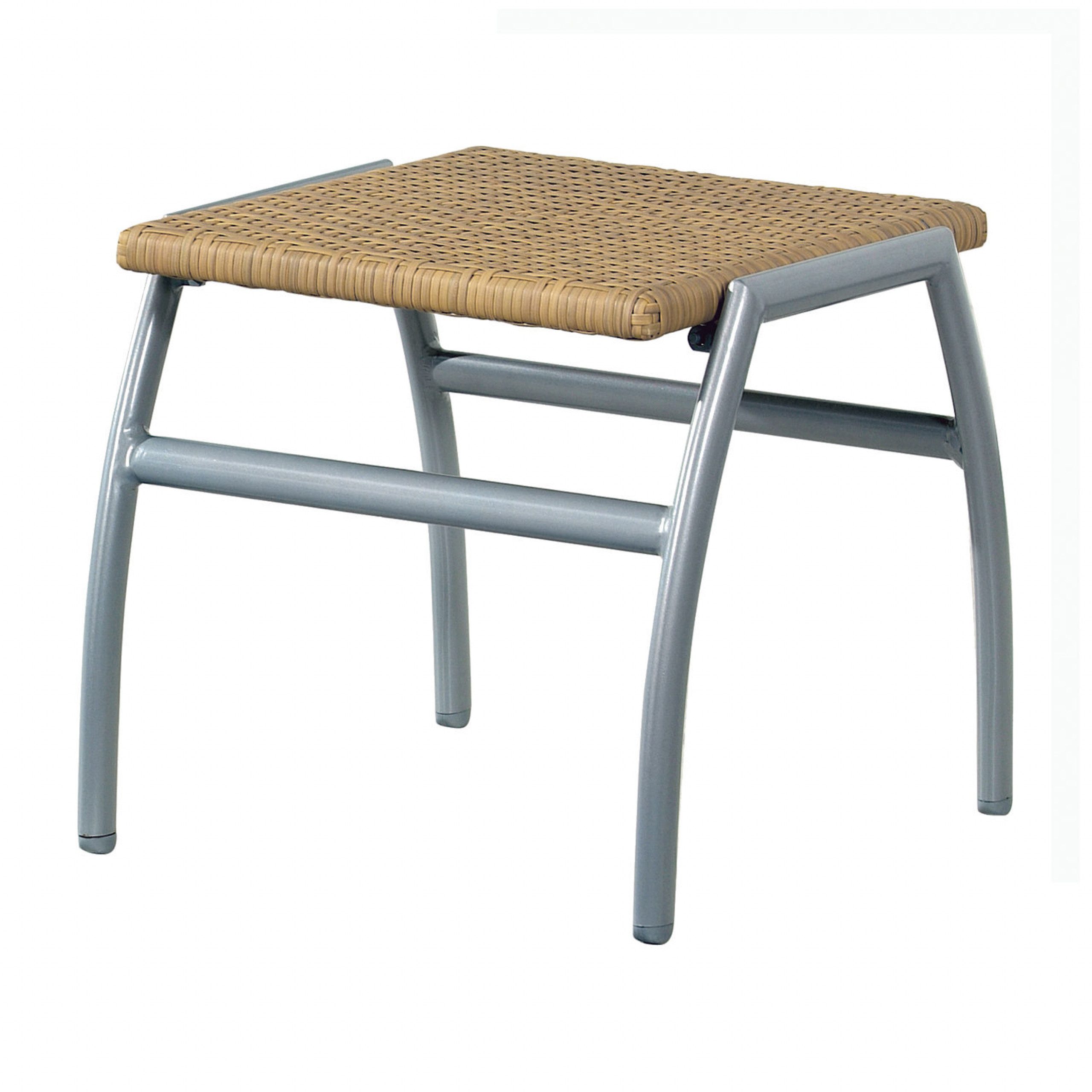 Inko Gartenlounge-Hocker Inko Fußhocker New York Aluminium silber/Geflecht natur Sitzhocker