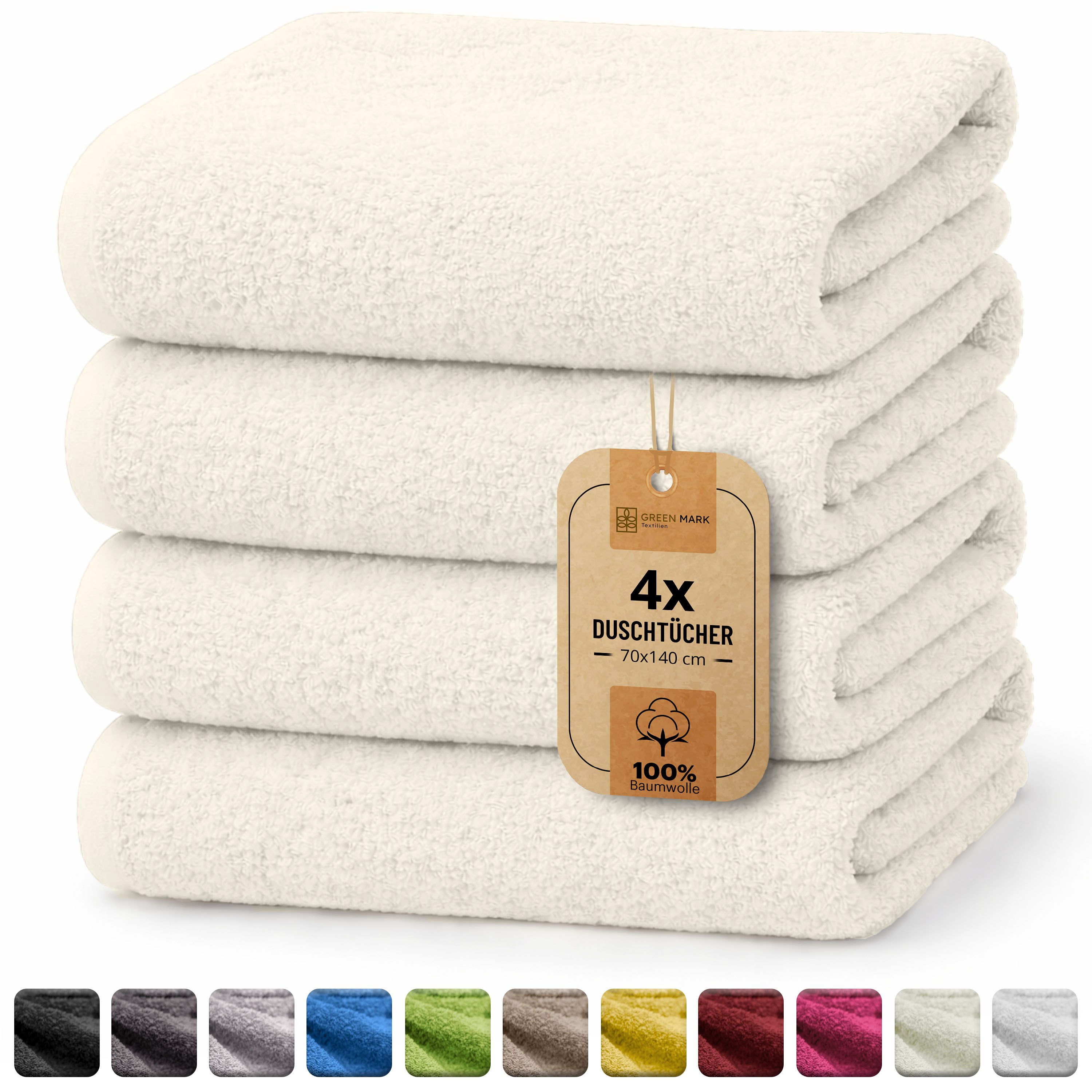 NatureMark Duschtuch 4er-Sparpack Frottier Duschtücher 70x140cm, 100% Baumw günstig online kaufen
