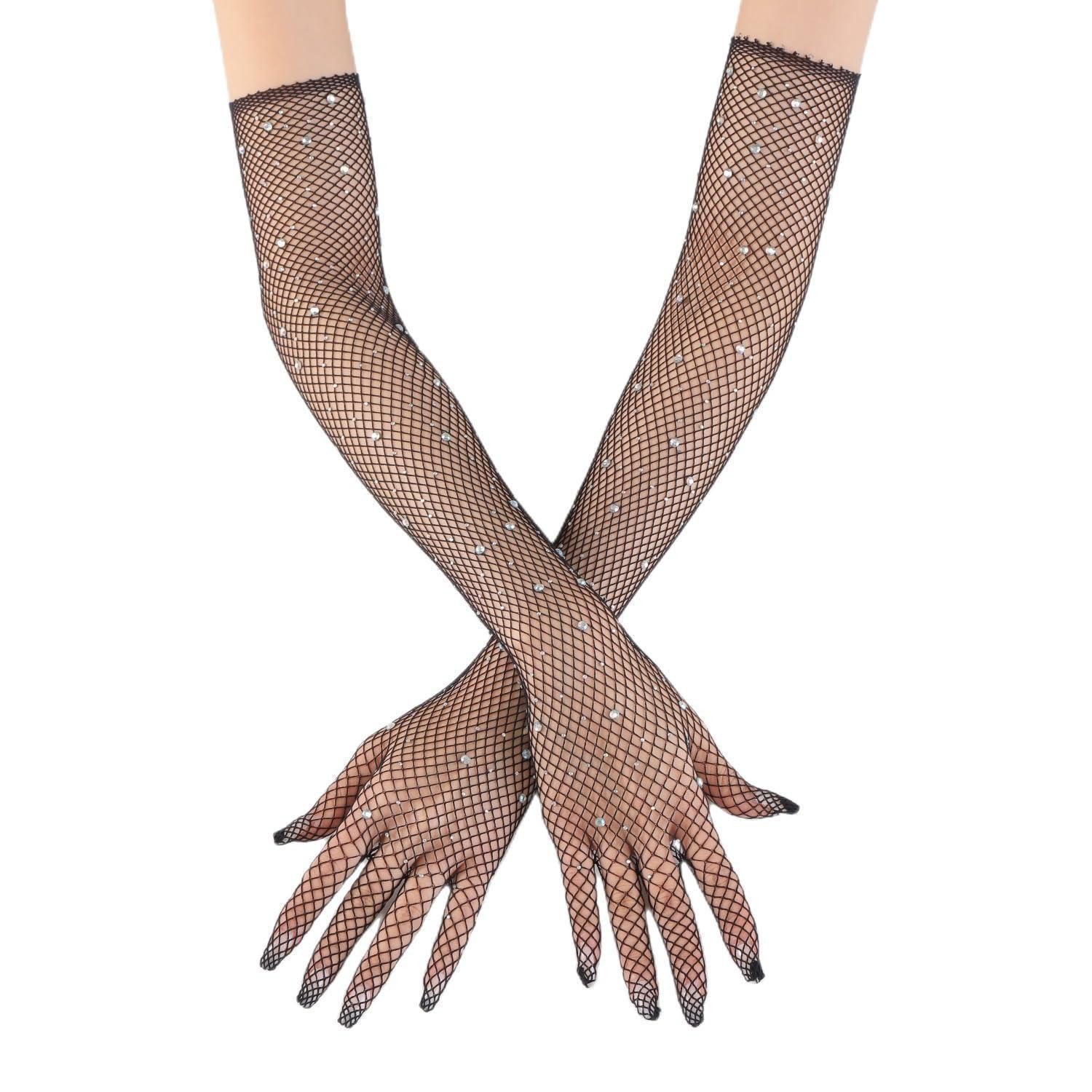 LuxusKollektion Abendhandschuhe Lange Netzhandschuhe Schwarz (1-St)