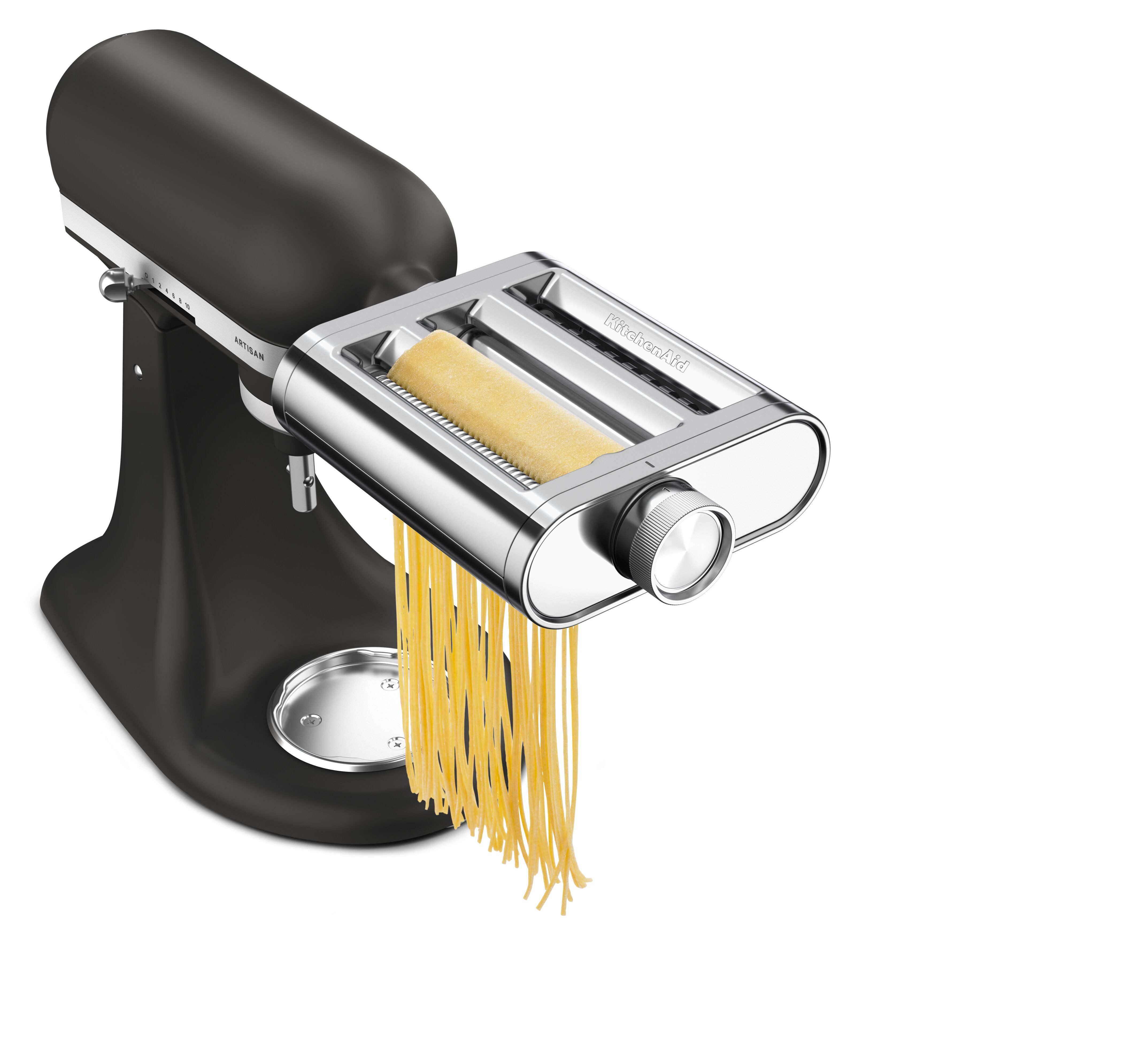 KitchenAid Küchenmaschinen Zubehör-Set 3-in-1-Nudelvorsatz 5KSM3MPA, Zubehör für KitchenAid Küchenmaschine, Walze und Schneider aus hochwertigem Edelstahl