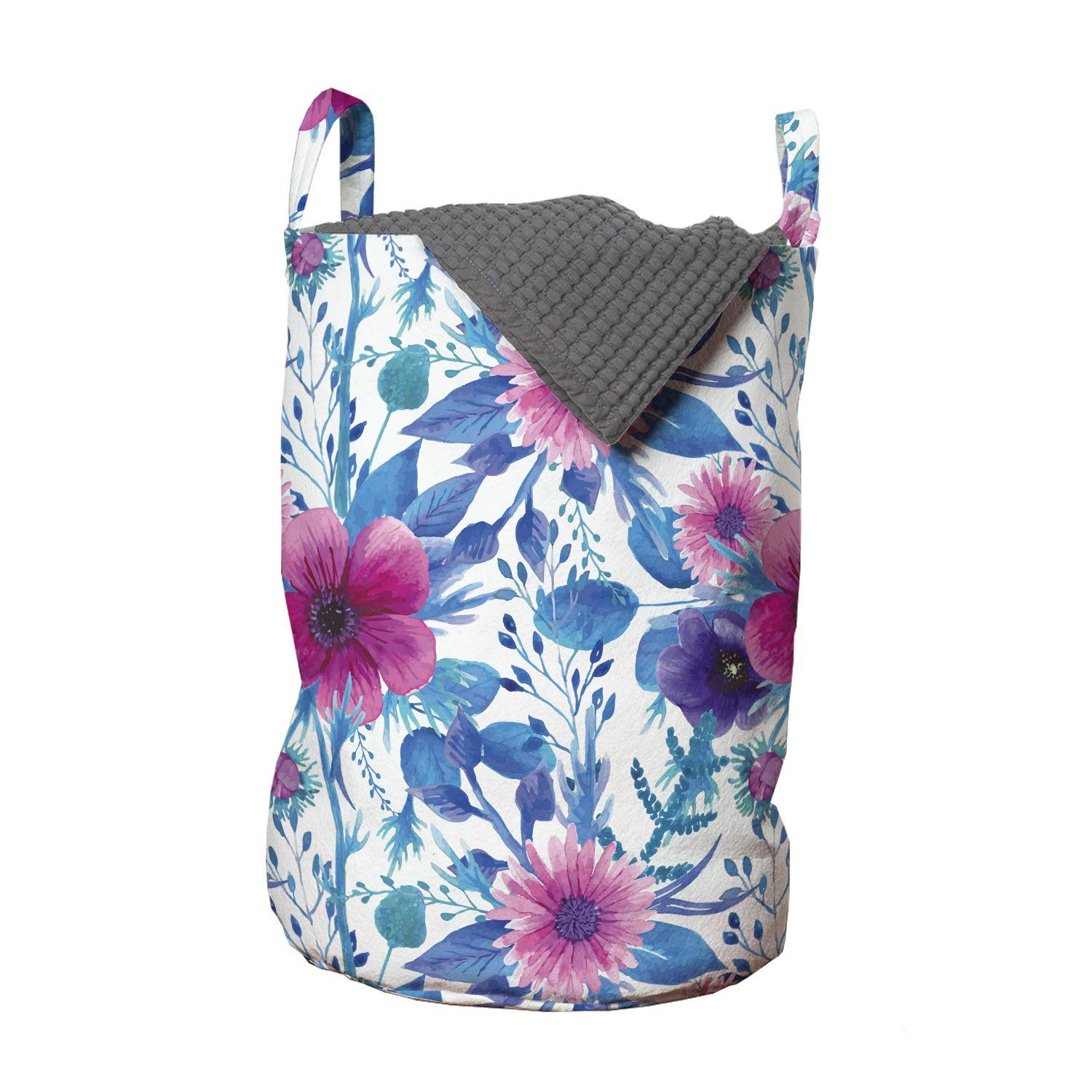 Abakuhaus Wäschesäckchen Wäschekorb mit Griffen Kordelzugverschluss für Waschsalons, Frühling Aquarell Nosegay Blumen