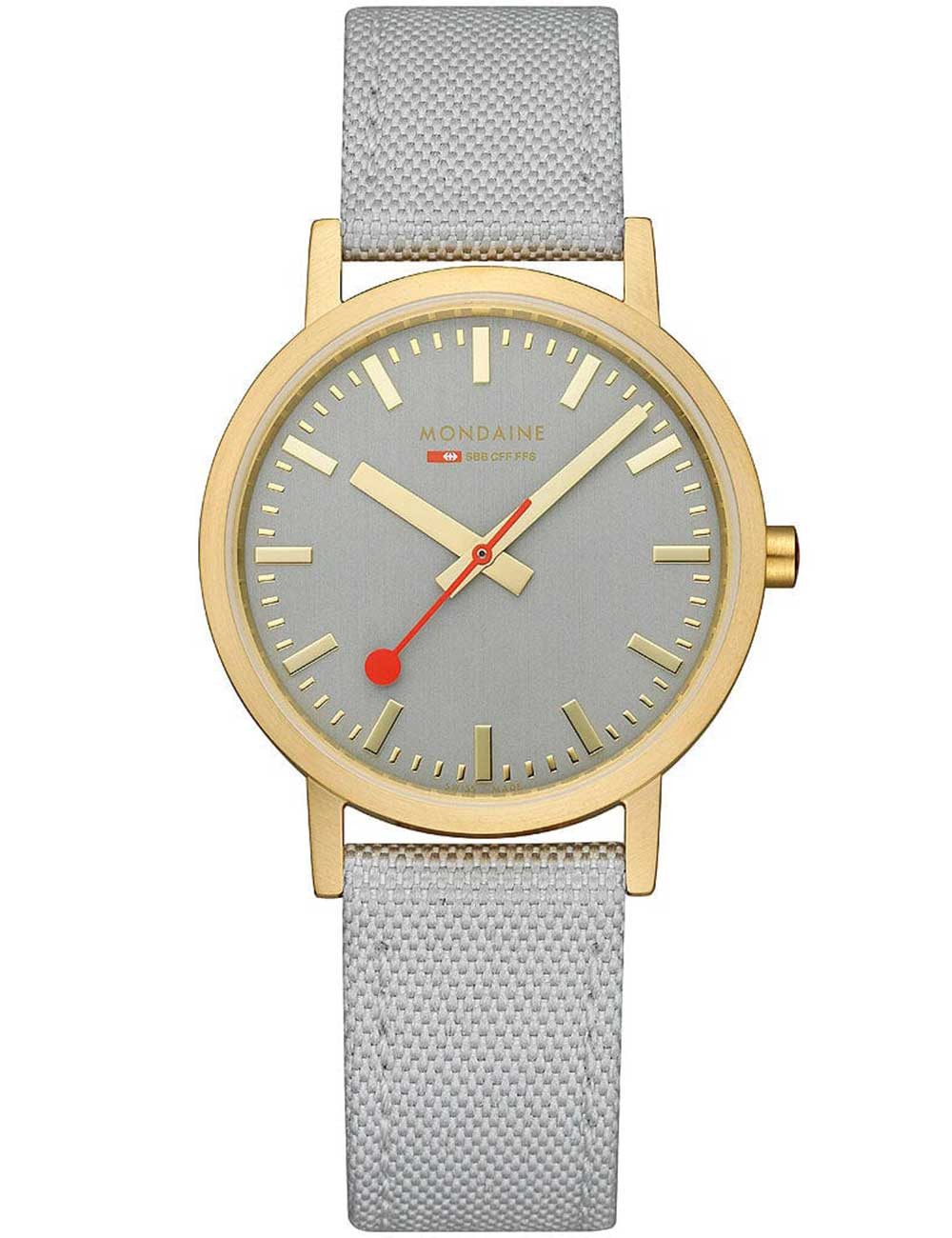 MONDAINE Quarzuhr Mondaine A660.30314.80SBU Damenuhr Classic Grau und Gold 36mm 3ATM Mondaine A660.30314.80SBU Damenuhr Classic Grau und Gold 36mm 3ATM
