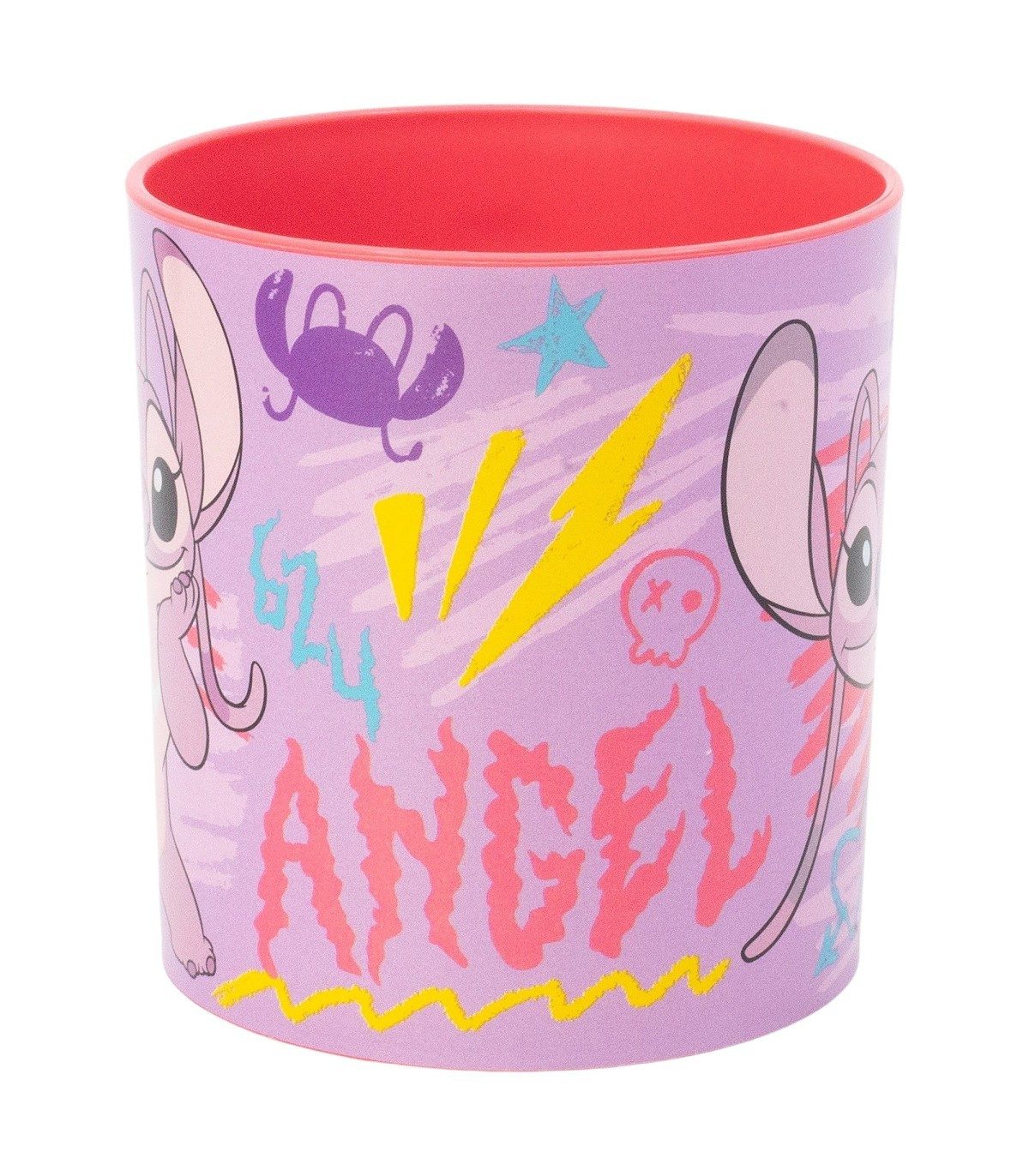 Disney Becher Stitch Angel Micro Mug 390 ml Kinderbecher Mikrowellenbecher, Polyethylen