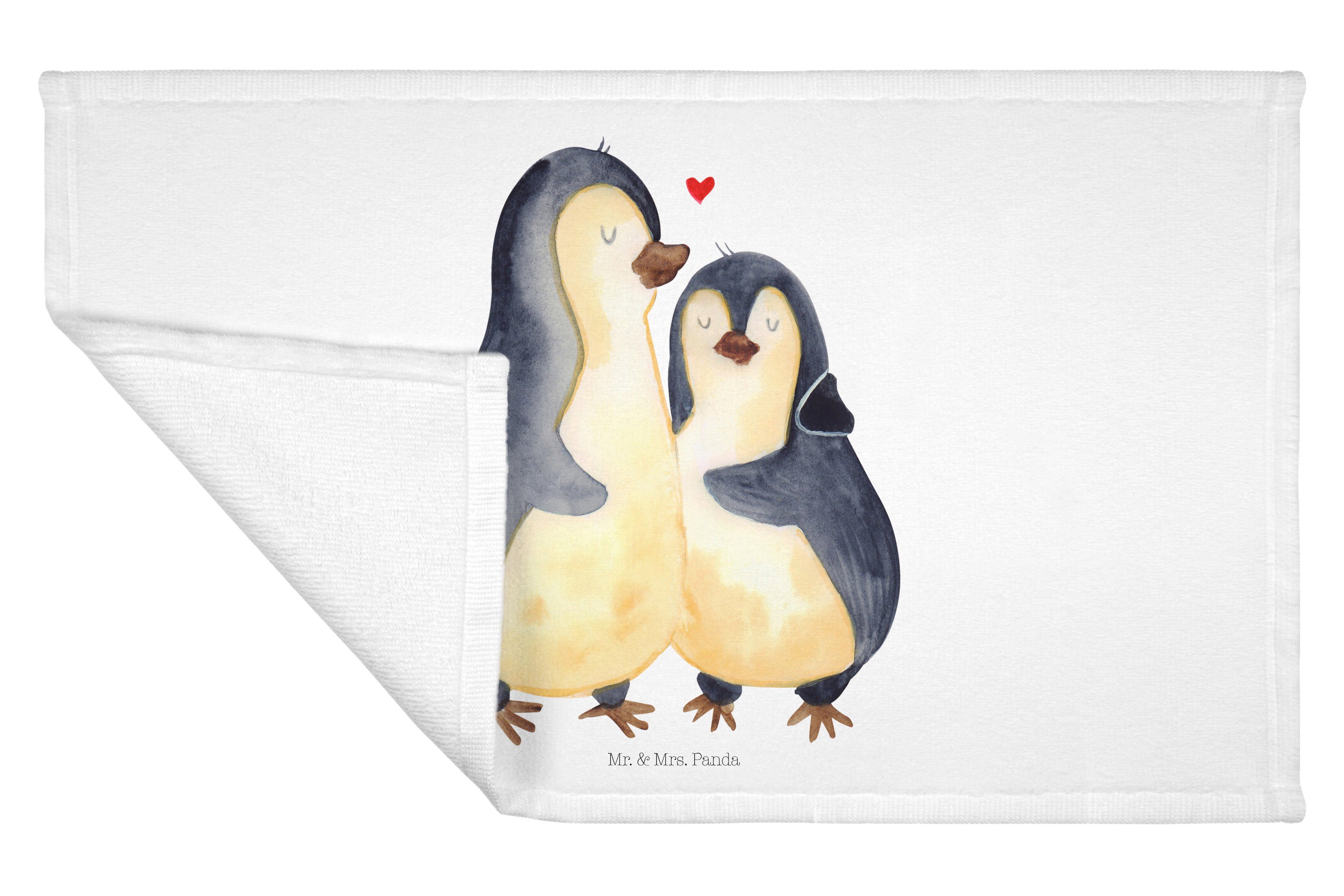 Gästetuch, Mrs. L, (1-St) Pinguin Umarmung, Geschenk, & Panda umarmend Weiß - - Handtuch verknallt, Mr.