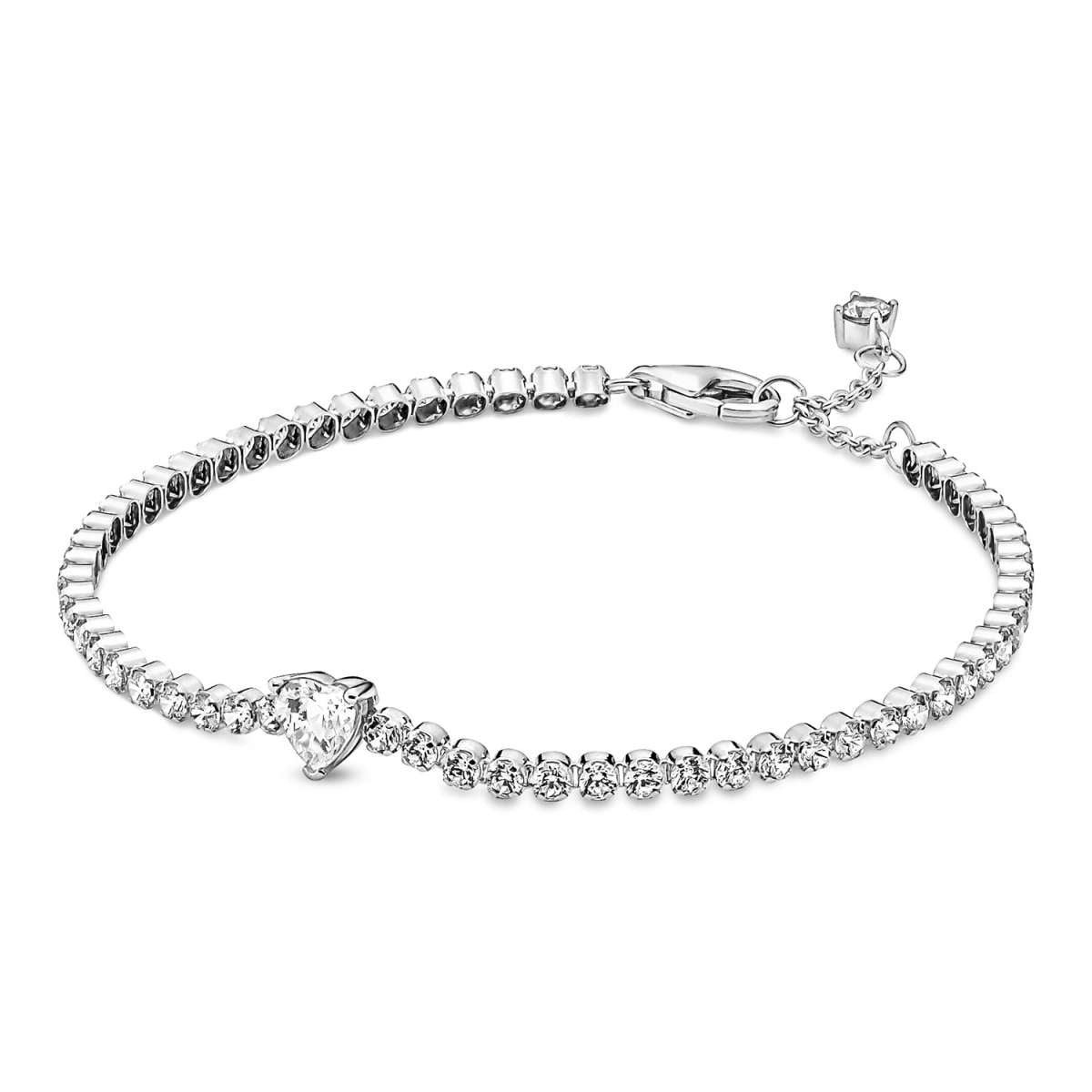 Pandora Tennisarmband 590041C01, für Damen Funkelndes Herz Silber