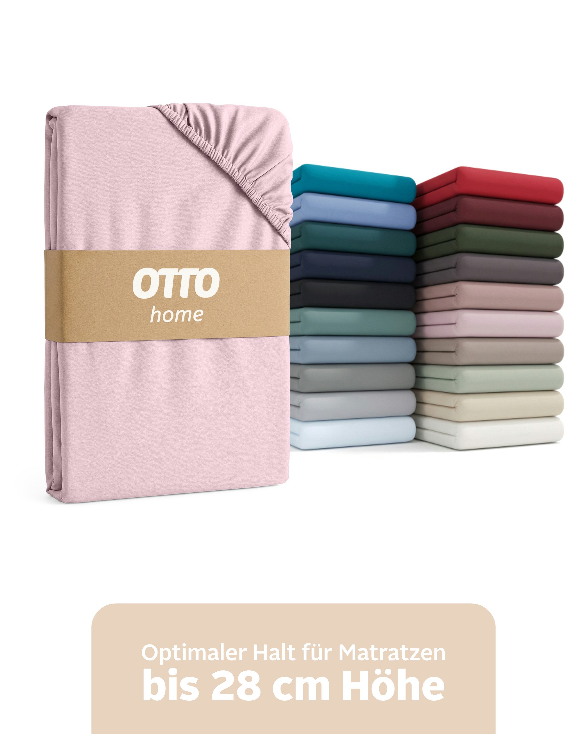 OTTO home Spannbettlaken BLACKBERRY in BASIC und PREMIUM Qualität, 100% Baumwolle, Jersey (160 g/m), Gummizug: rundum, (2 Stück), für hohe Matratzen bis 28 cm, Bettlaken, Spannbetttuch, Boxspring
