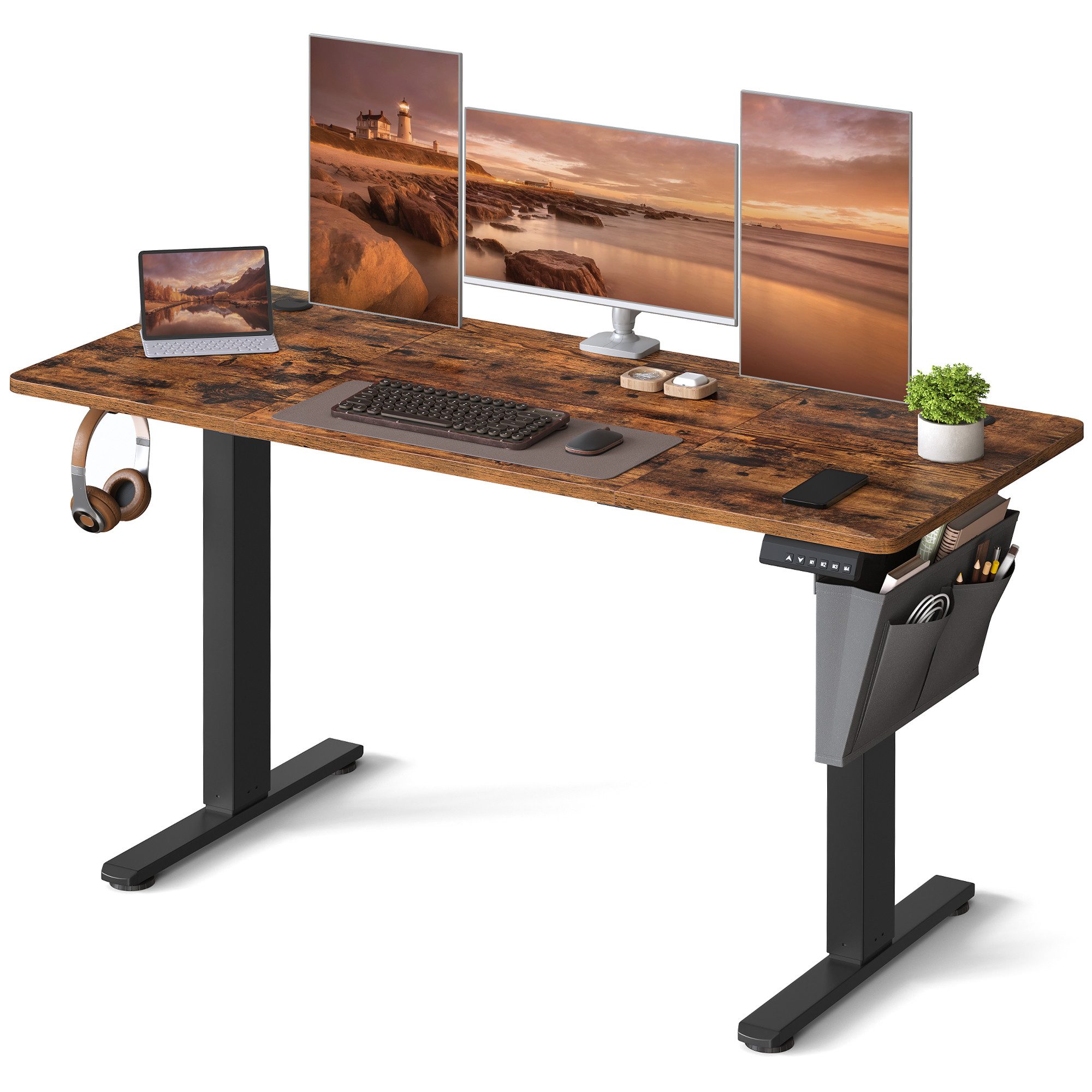 SONGMICS Schreibtisch Höhenverstellbarer elektrisch, 120/140/160/180 cm, günstig online kaufen