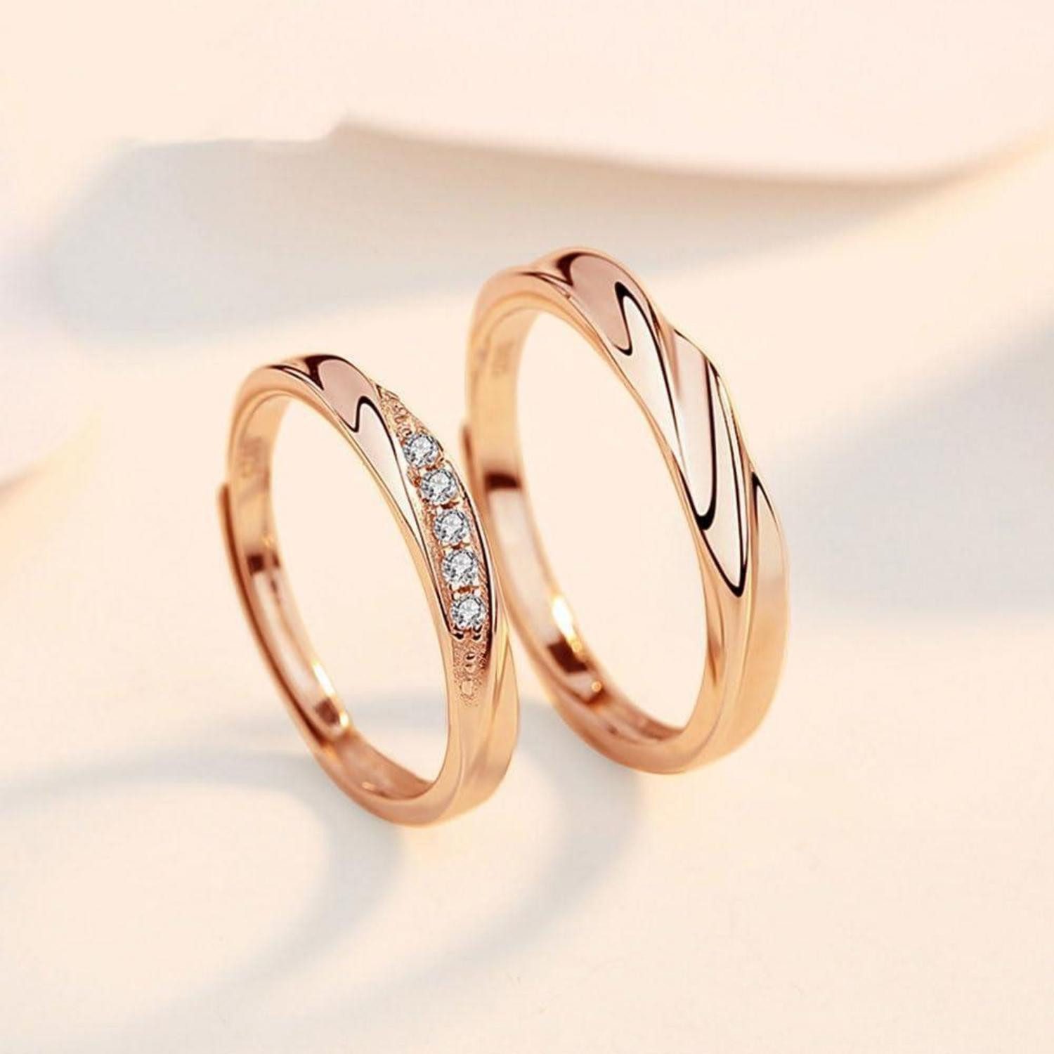 Josfeva Trauring Trauringe Paare Ringe 925 Sterling Silber Offen Verstellbar Zirkonia