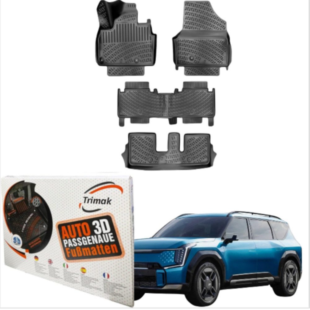 Passform-Fußmatten Oder Kofferraumwanne Oder Set kompatibel mit Kia EV9 7 Sitzer