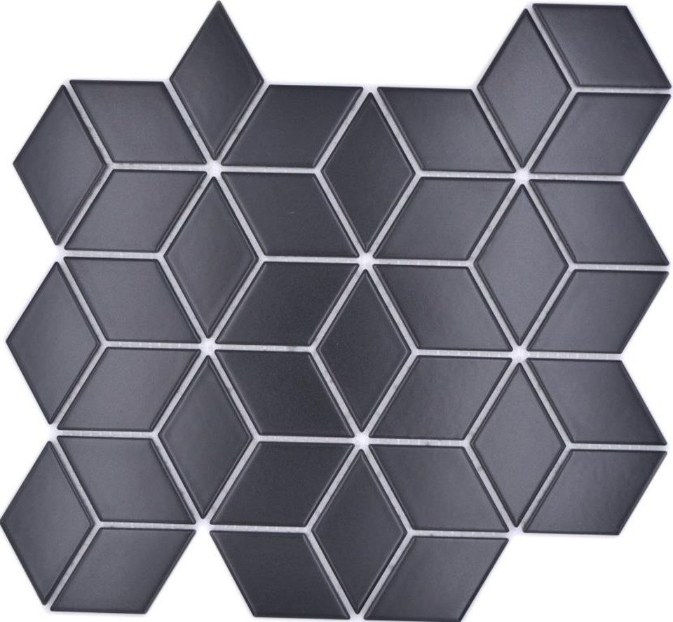 Mosani Mosaikfliesen Würfel Mosaikfliese Keramik Mosaik Vintage Retro 3D uni schwarz