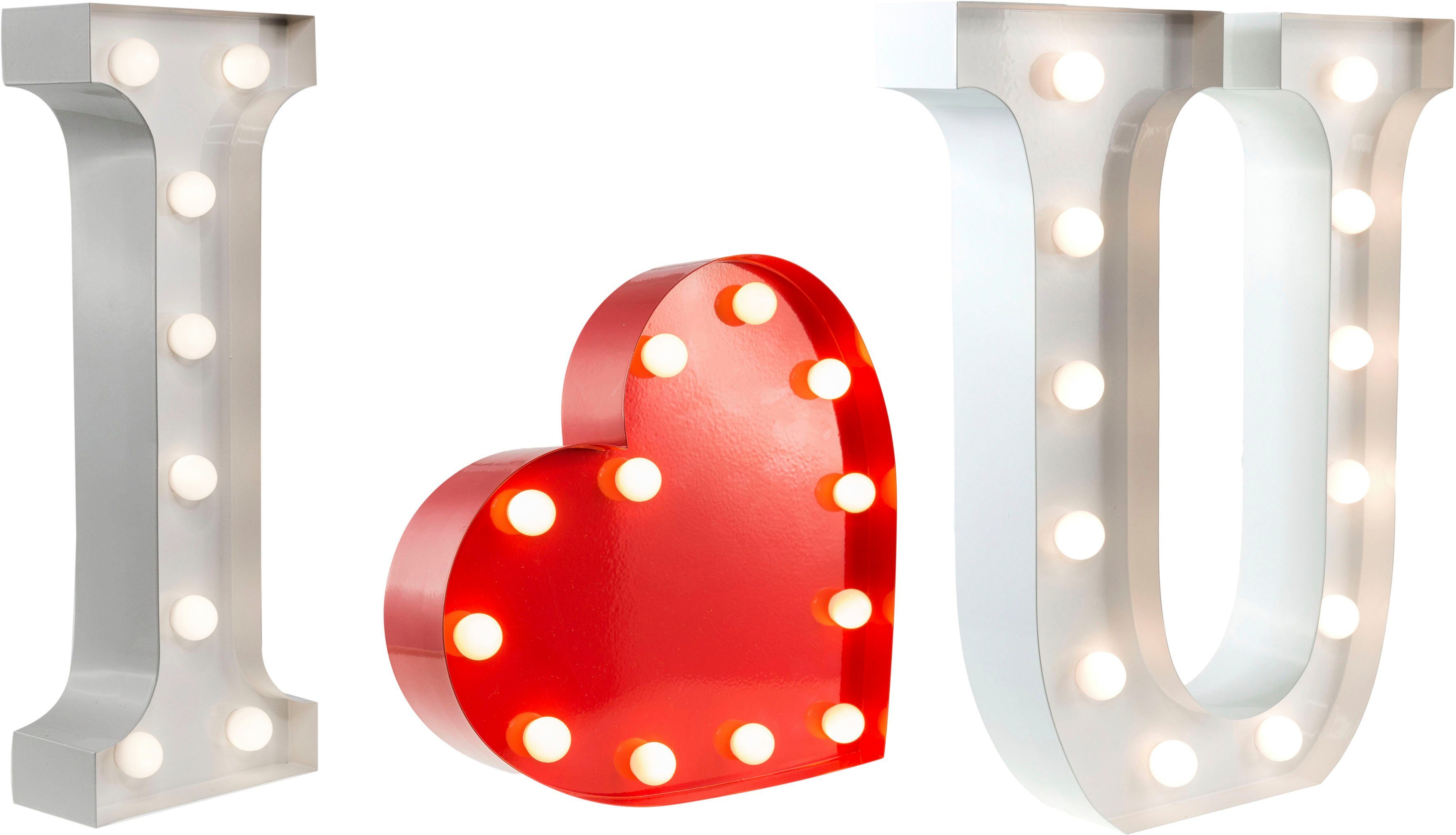 MARQUEE LIGHTS 23x23 LED Tischlampe fest Heart, LEDs Dekolicht 12 Warmweiß, Wandlampe, mit - festverbauten Heart cm integriert, LED