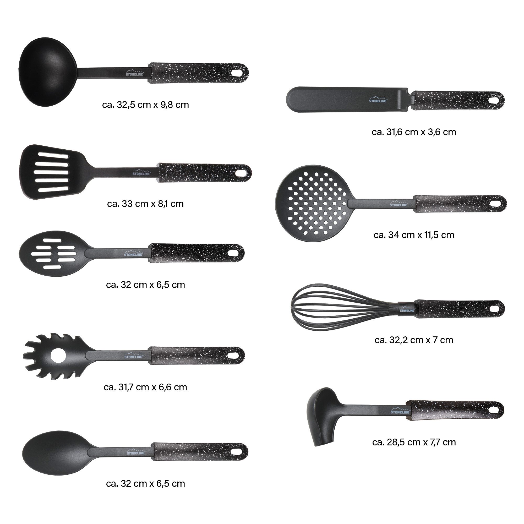 STONELINE Kochbesteck-Set (9-tlg), ideal für beschichtete Pfannen und Töpfe, Designed in Germany