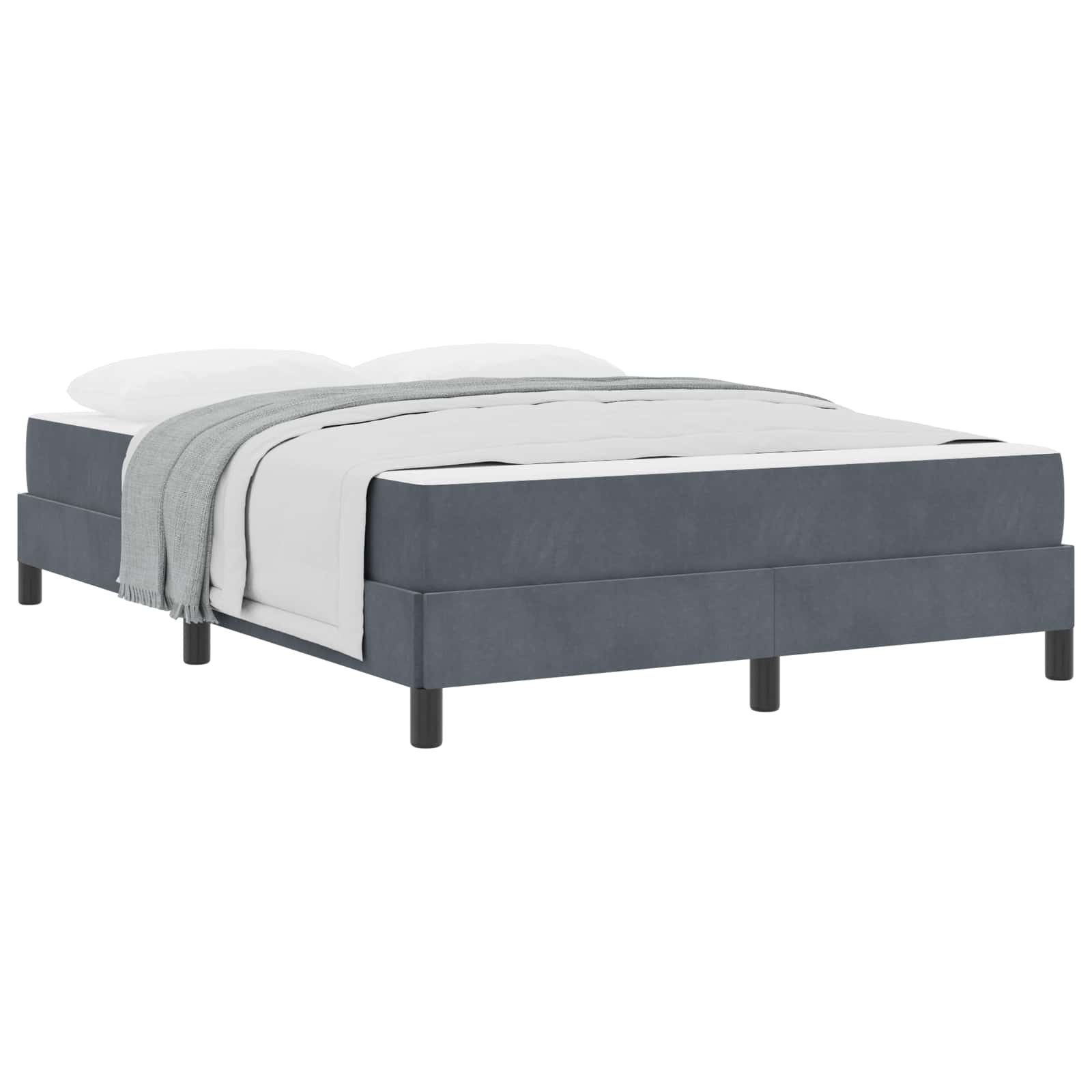vidaXL Bett Boxspringbett mit Matratze Dunkelgrau 140 x 200 cm Stoff (1-tlg)