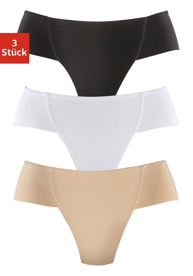 petite fleur Formstring (Packung, 3-St) Bodyforming Slip aus elastischer Baumwolle beige, schwarz, weiß