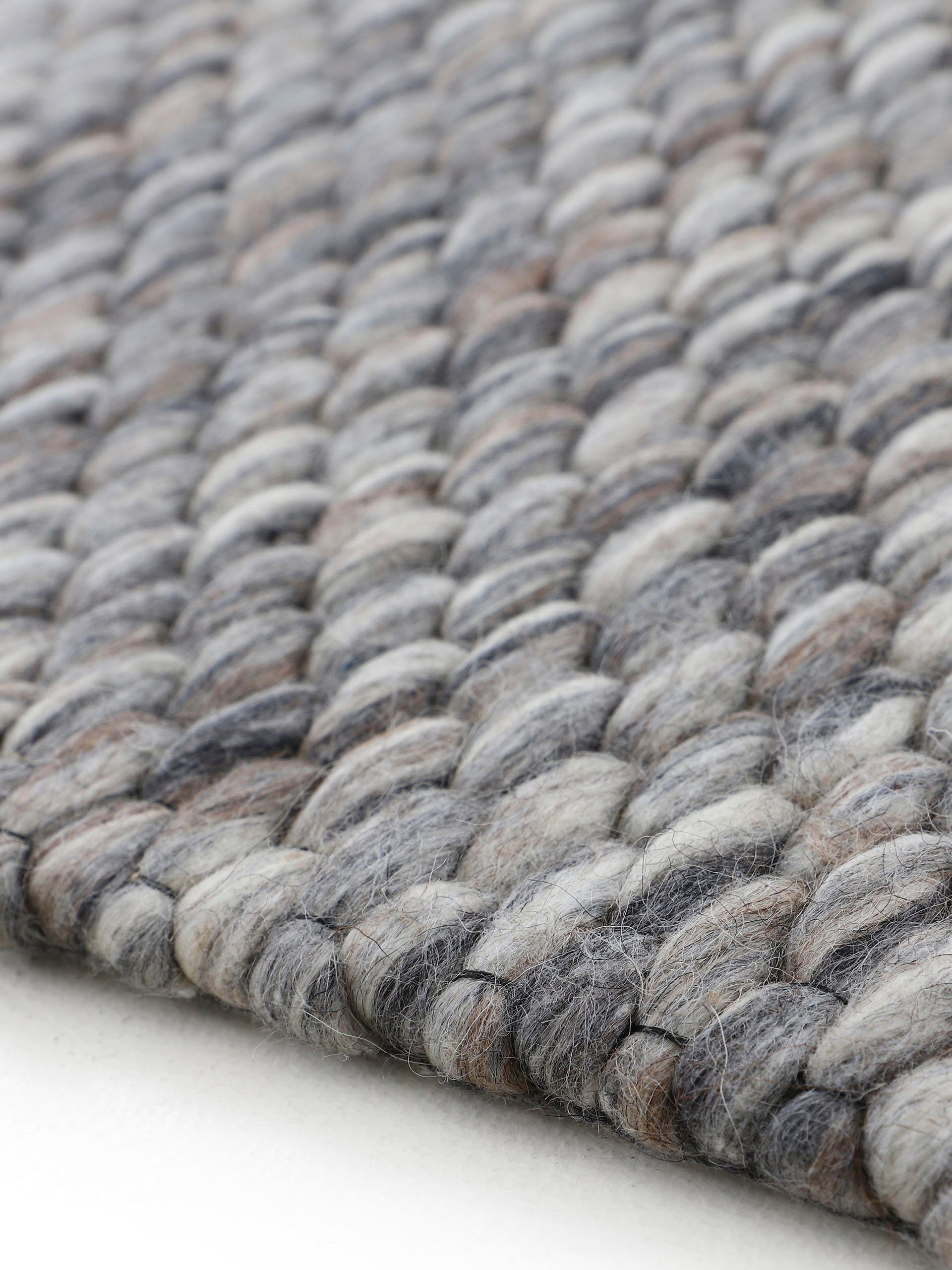 Wollteppich Sina, Höhe: Handweb rechteckig, weich kuschelig meliert, 14 & mm, reine Teppich, Wolle, Dunkelgrau handgewebt, carpetfine