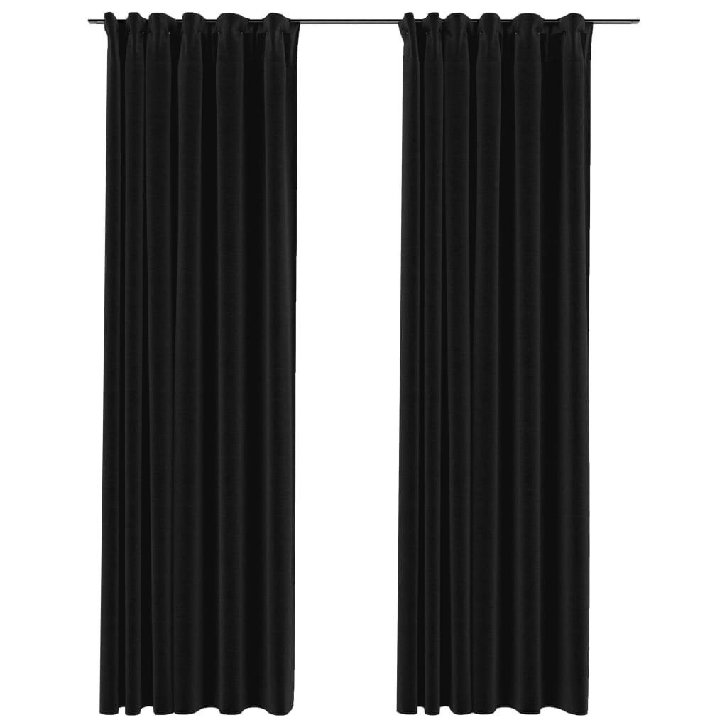 vidaXL Vorhang Verdunkelungsvorhänge mit Haken Leinenoptik 2 Stk. 140x225 cm, (2 St)