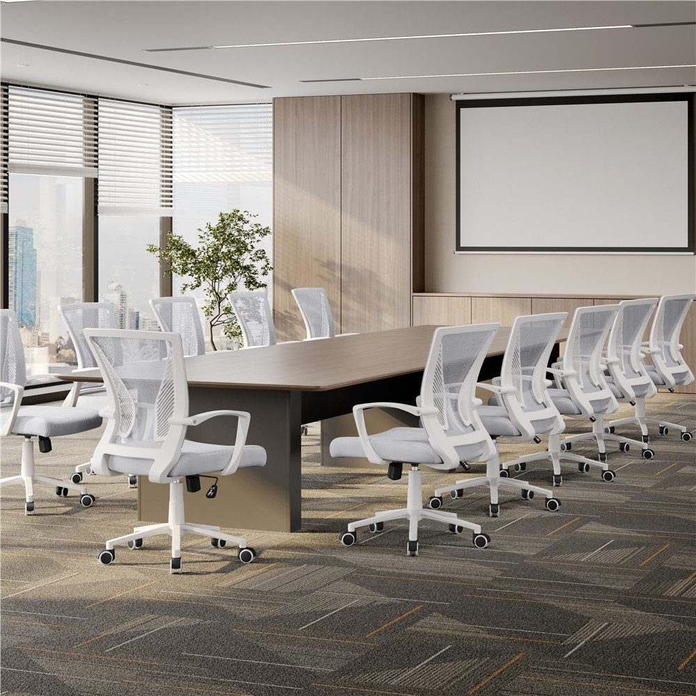 Yaheetech Bürostuhl aus Mesh-Gewebe Höhenverstellbarer Schreibtischstuhl, Ergonomischer Drehstuhl Arbeitsstuhl Computerstuhl mit Wippfunktion – Bild 3 von 5
