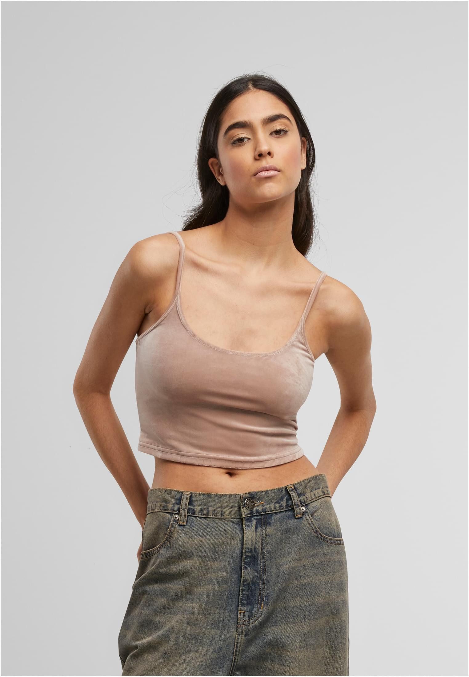 Tanktop Ladies Short Velvet Top Damen Top