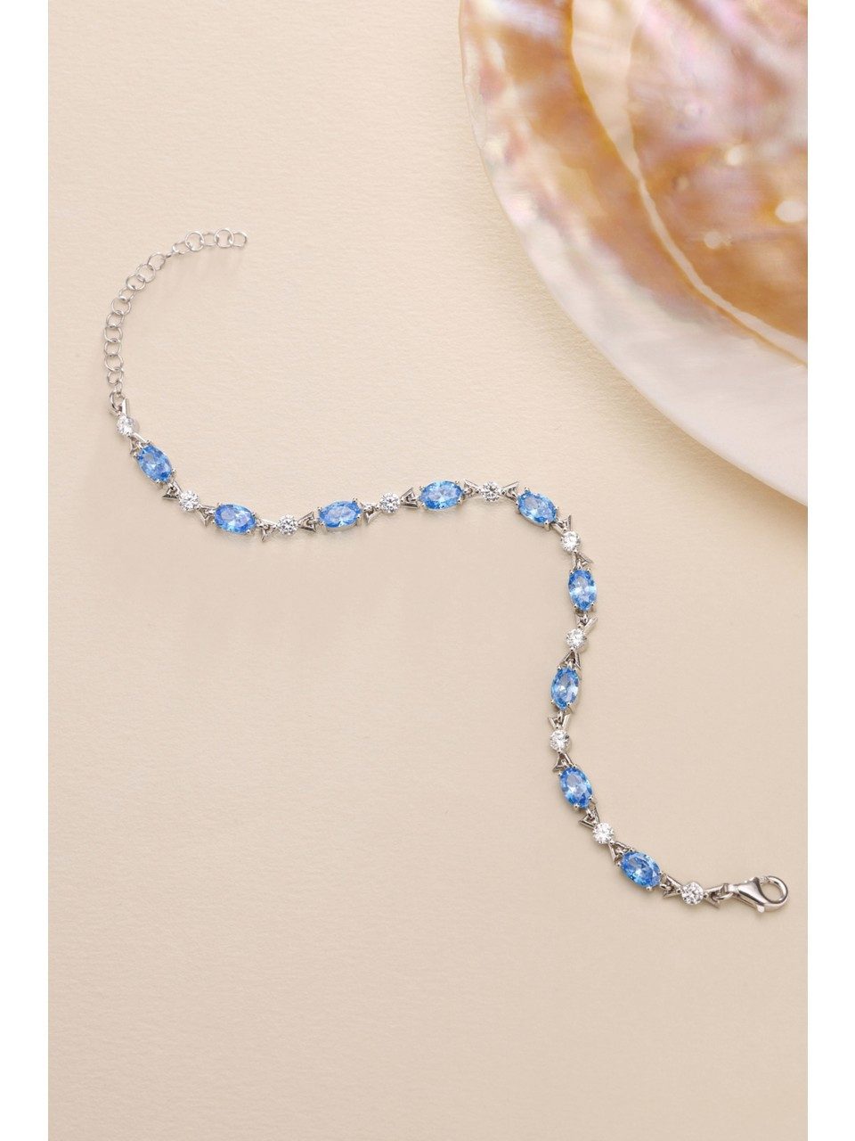 Nisan Ketten und Armband Set, 925 Silber Damenarmband mit ovalen Aquamarin- günstig online kaufen