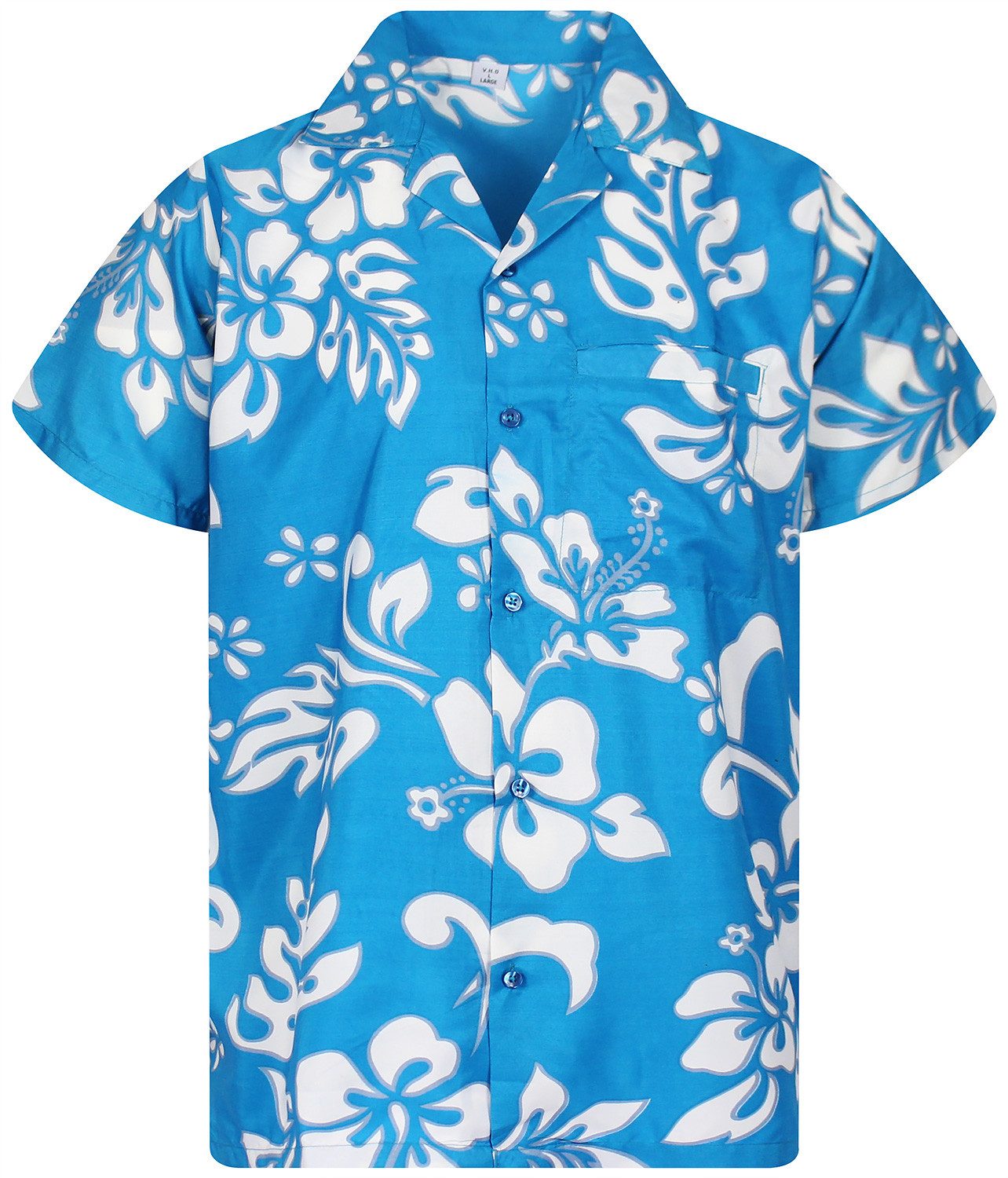 V.H.O. Hawaii Hemd Herren | Funky Floral Hibiskus Print | 100% Terivoile Standard-Fit Kurzarm