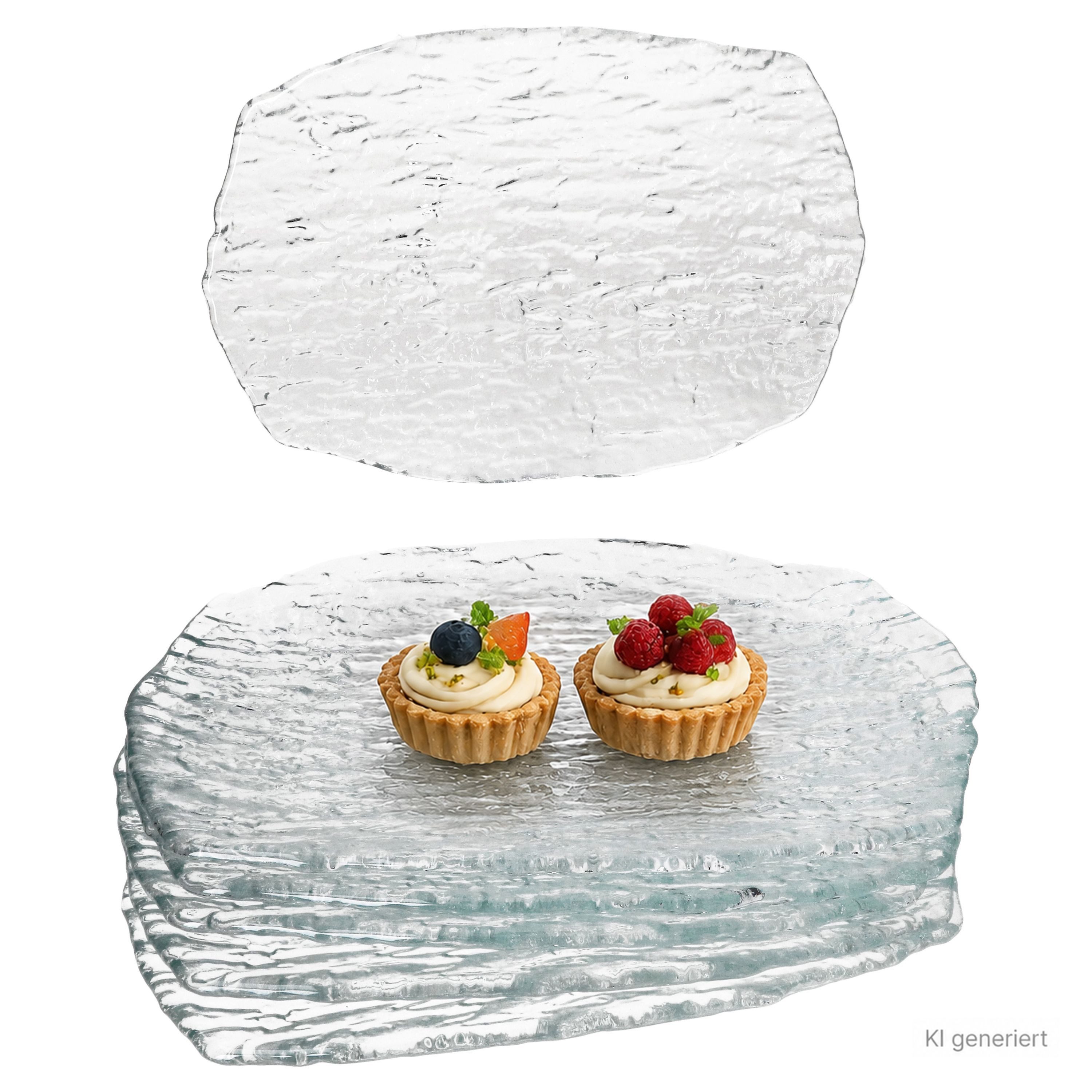 MamboCat Servierplatte 6x St Tropez Speiseteller Glas 28x28cm quadratisch Essteller Platte, Glas