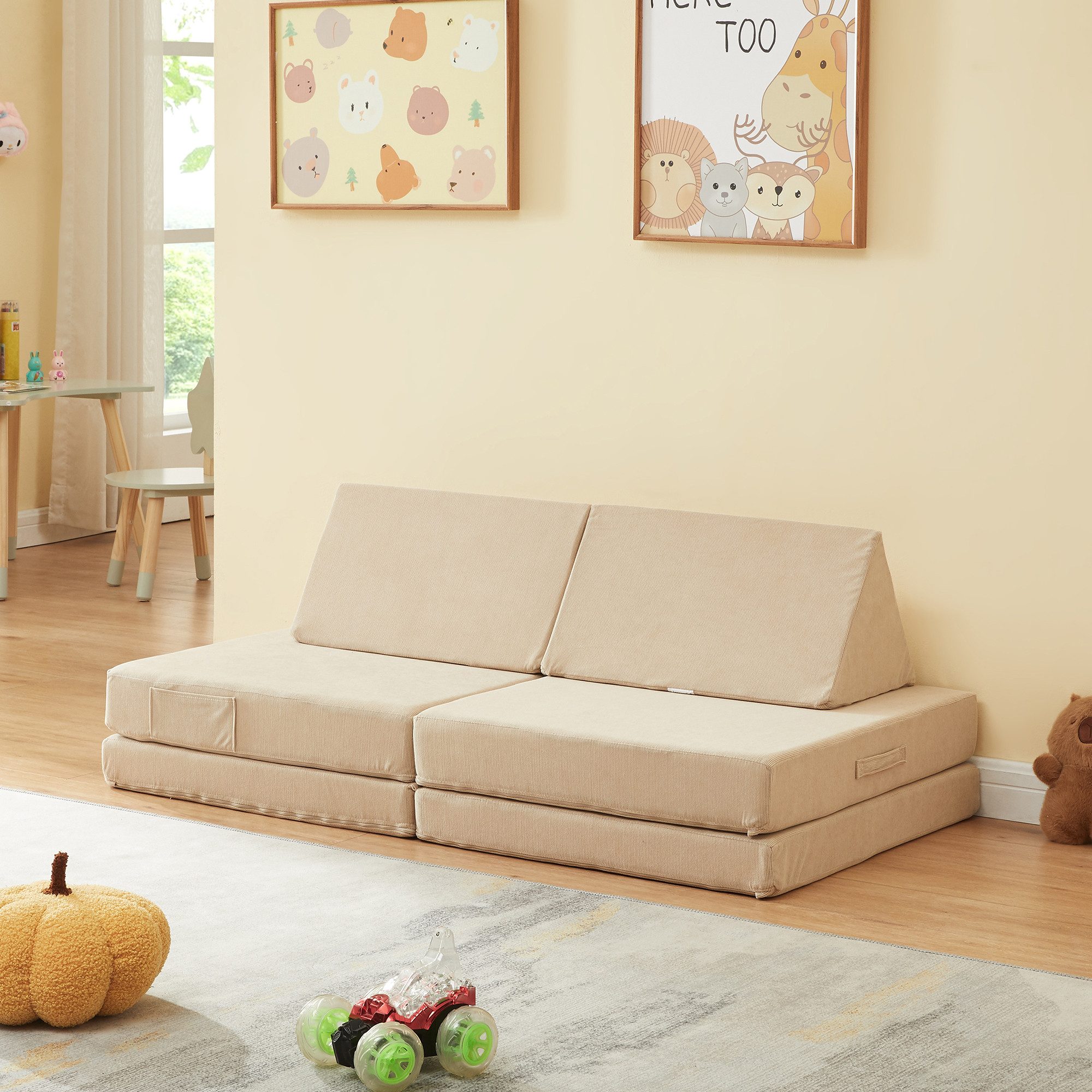 en.casa Kindersofa, 5 Teile, Spielsofa »Norhulta« Cord Beige