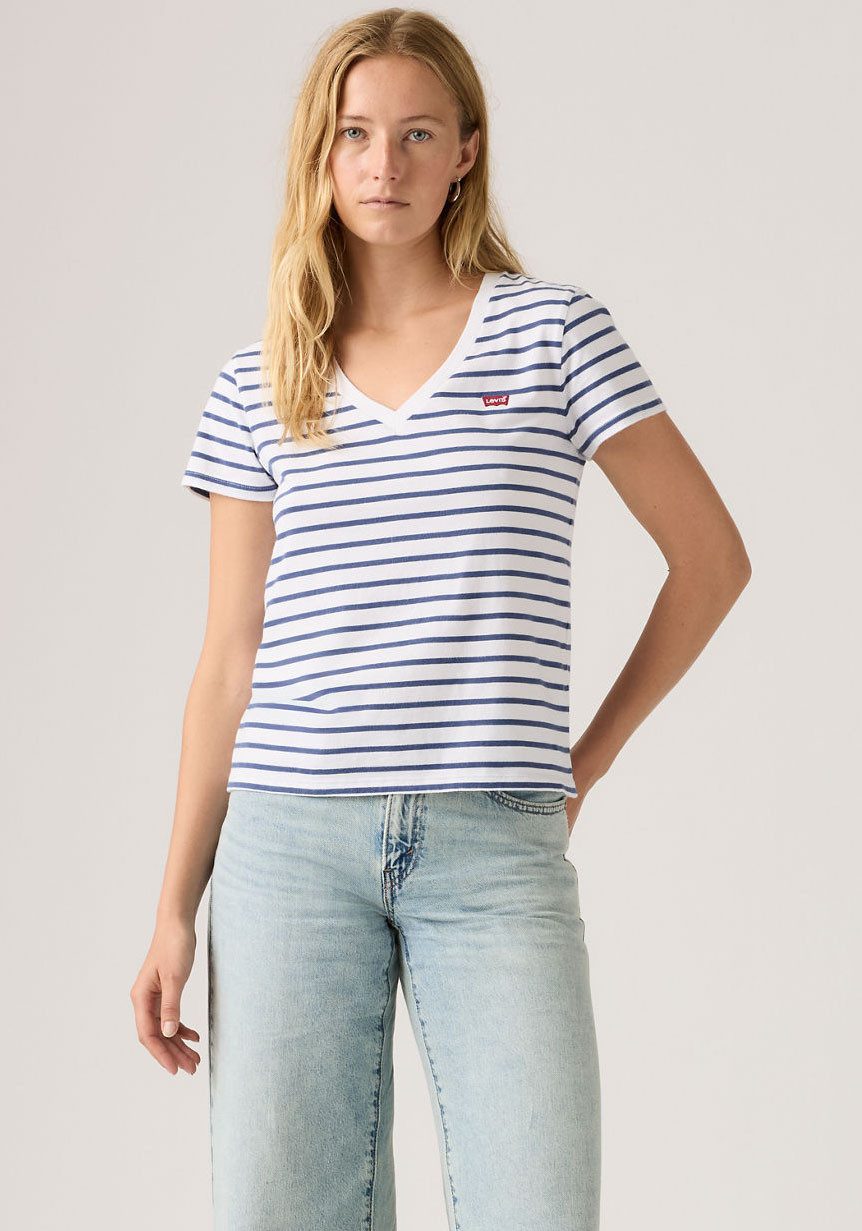 Levi's® V-Shirt PERFECT VNECK mit Mini-Batwing-Logostickerei