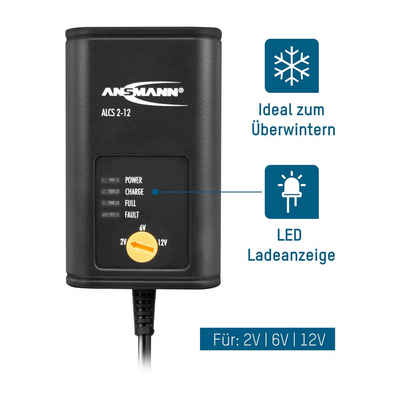 ANSMANN AG KFZ-Ladegerät für 2v/6V/12V Autobatterie - Erhaltungsladung Universal-Ladegerät