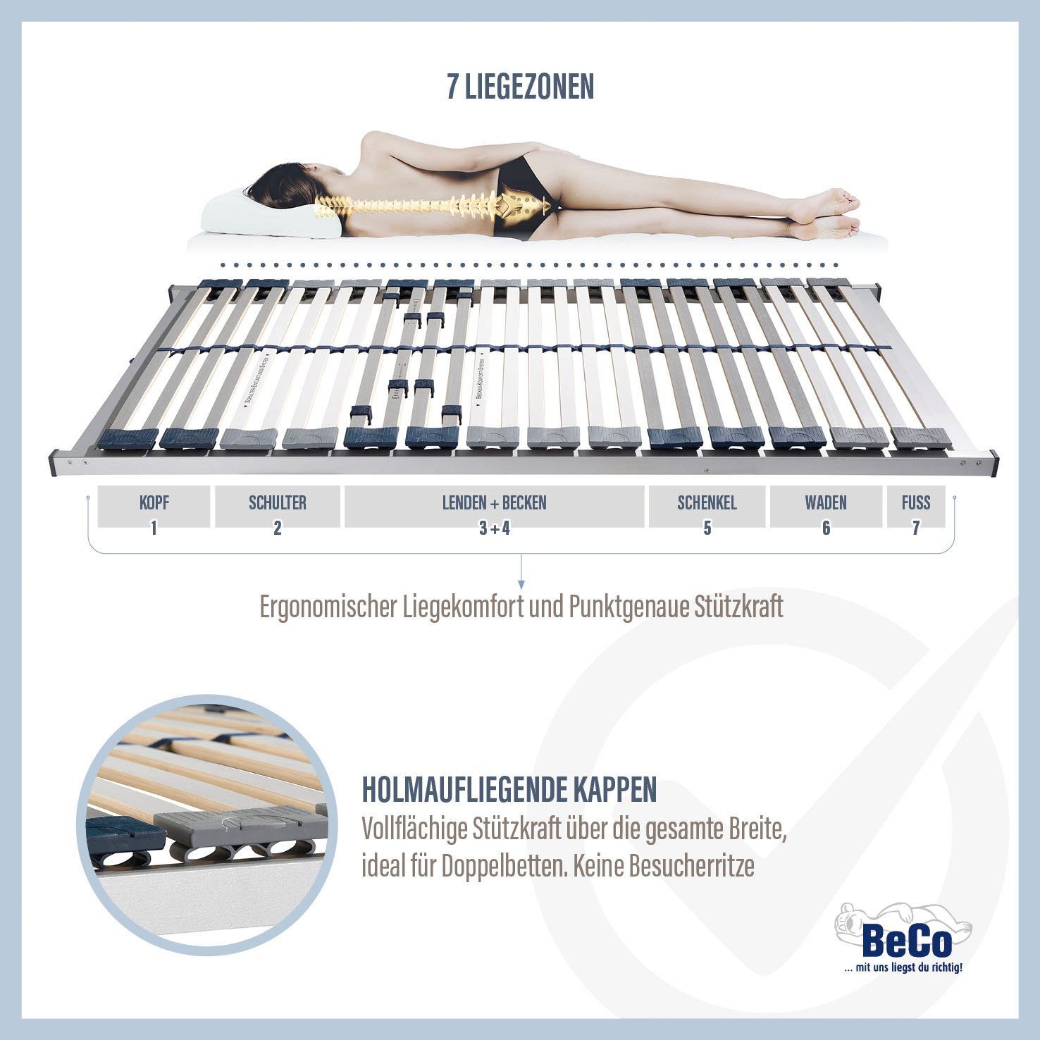 stabiler Kopfteil nicht Lattenrost Lattenrost Größen, »Perfekta Fußteil in Lattenrost verstellbar, extra 200«, Beco, verschiedenen verstellbar, nicht