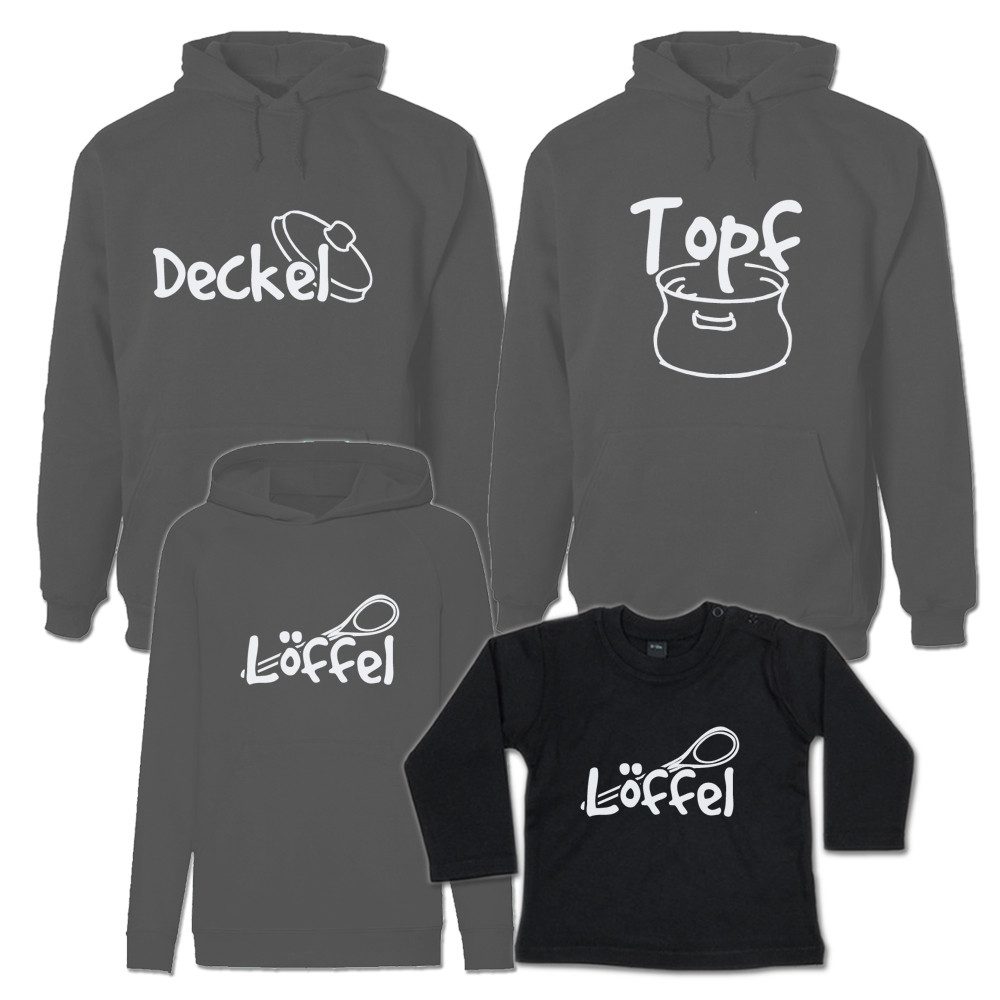 G-graphics Kapuzenpullover Topf, Deckel & Löffel (Familienset, Einzelteile zum selbst zusammenstellen) Kinder & Erwachsenen-Hoodie & Baby Sweater