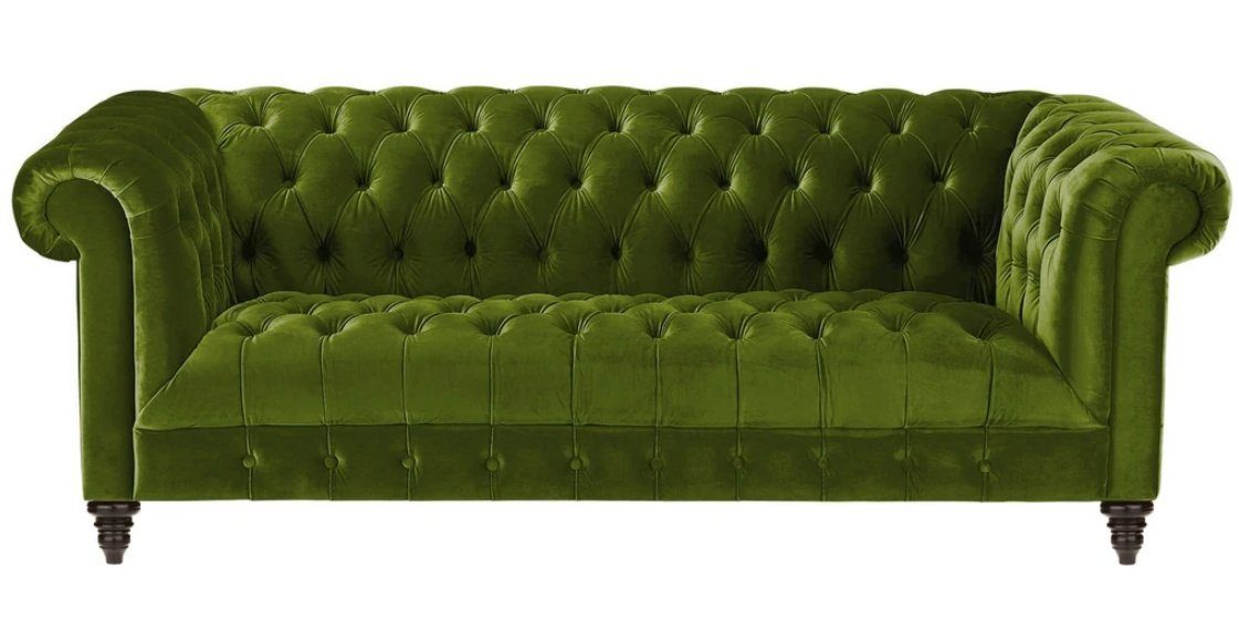 JVmoebel Chesterfield-Sofa Luxuriöser Grüner Chesterfield Dreisitzer 3-er Couch Polstermöbel Neu, Made in Europe