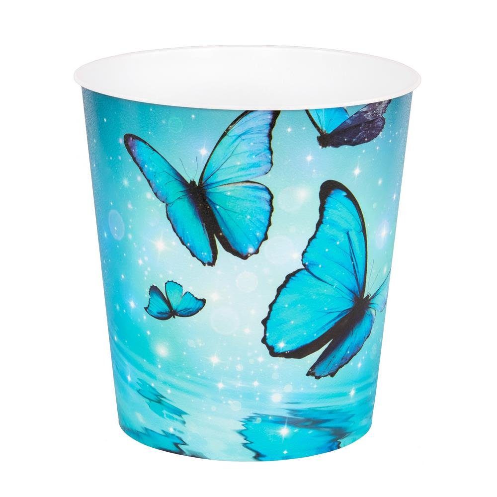 Idena Papierkorb Schmetterling Motiv, 9 Liter, Kunststoff, Mülleimer für  Kinderzimmer, Blau, Ideal für fürs Kinderzimmer