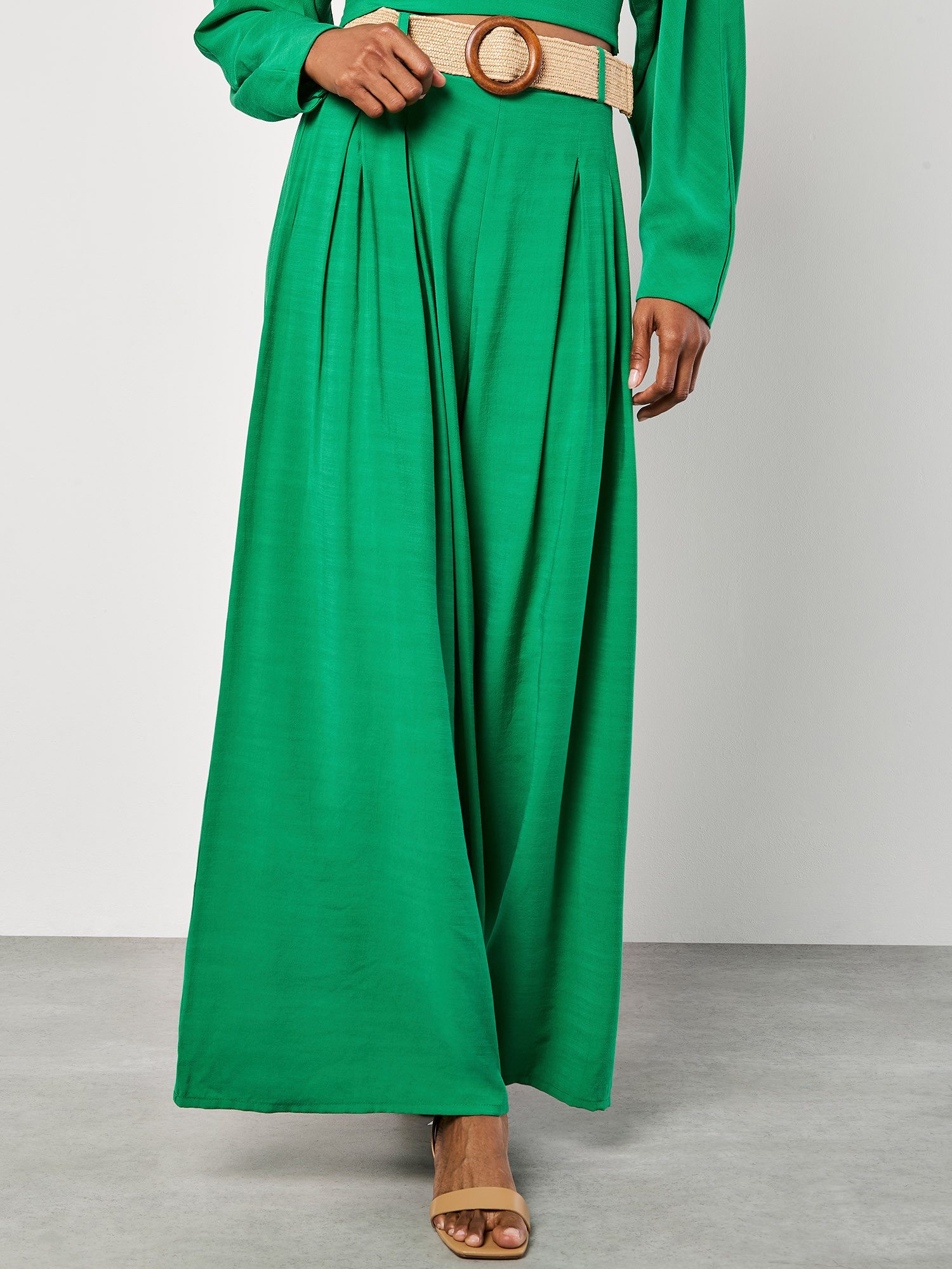 Apricot Stoffhose Palazzo-Hose mit Faltengürtel günstig online kaufen