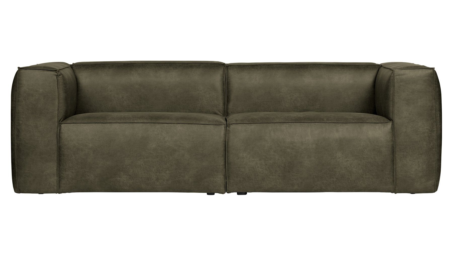 WOOOD Sofa Sofa Leder - freistellbar 3,5-Sitzer Bean Army