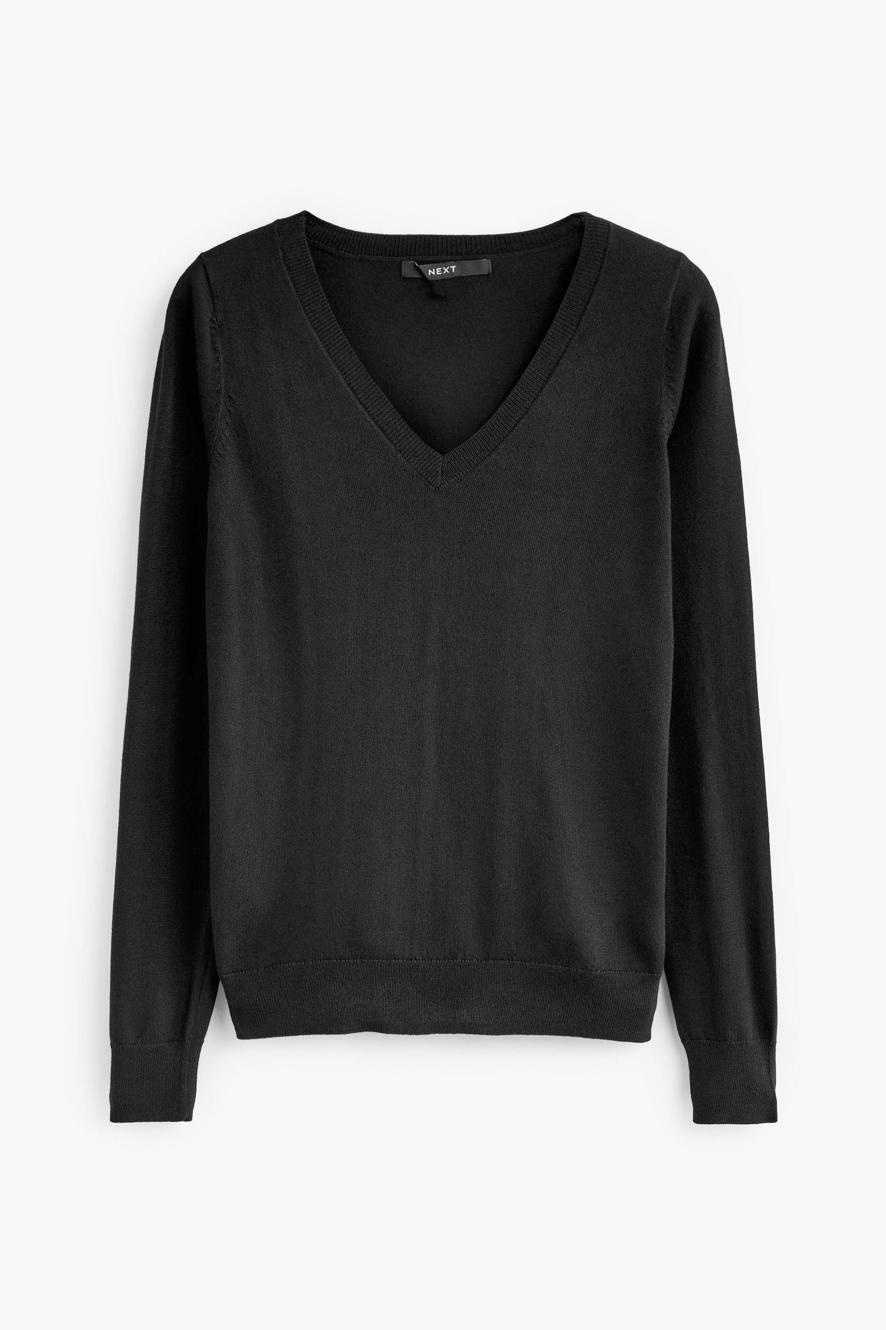 Next V-Ausschnitt-Pullover Pullover mit V-Ausschnitt (1-tlg) Black