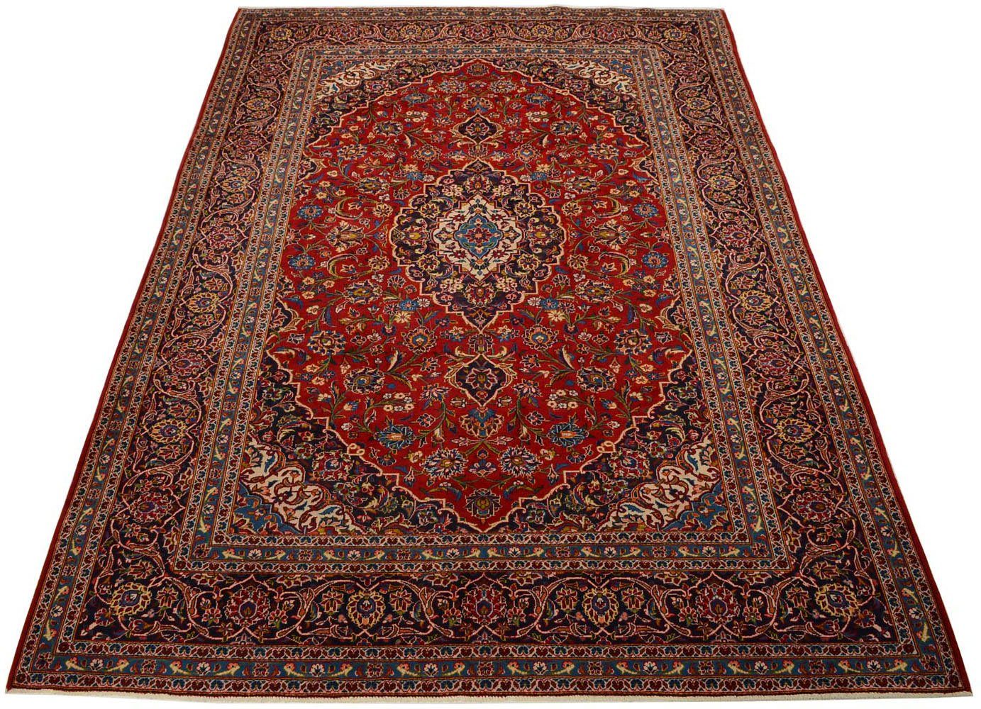 Wollteppich Keshan Medaillon Rosso 357 x 245 cm, morgenland, rechteckig, Höhe: 10 mm, Handgeknüpft | Kurzflor-Teppiche