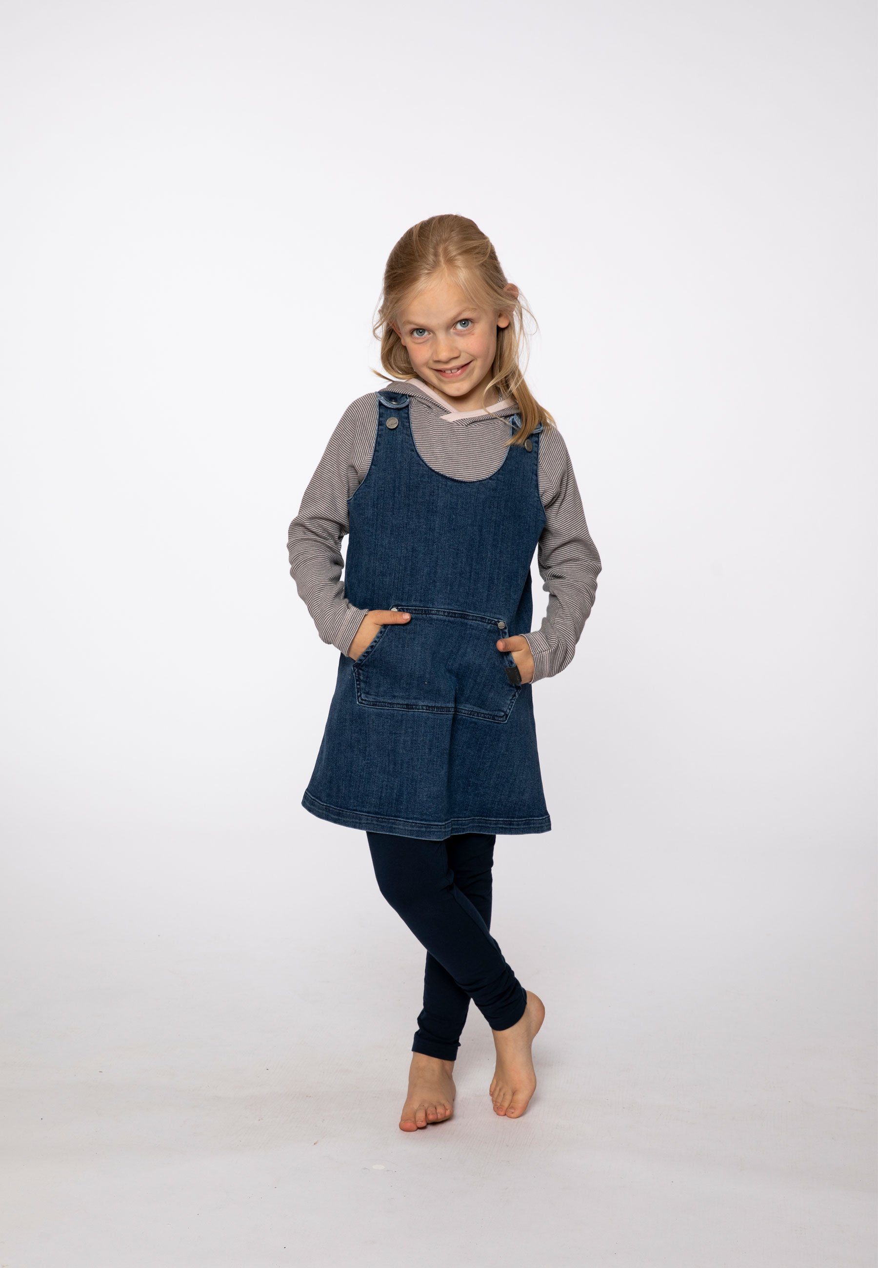 Elkline Sommerkleid Littledream Jeanskleid mit Knopfleiste und Kängurutasche