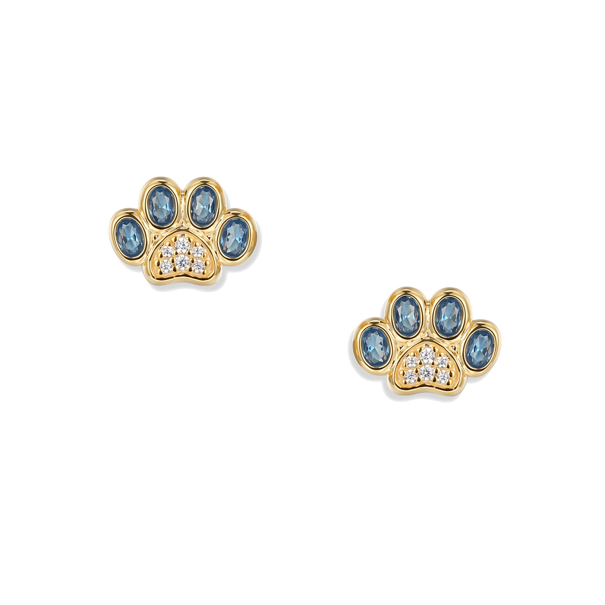 Seinerzeit FLORA & FAUNA Paar Ohrstecker Azur Paw Pfoten Ohrringe, Material: 925 Sterling Silber vergoldet