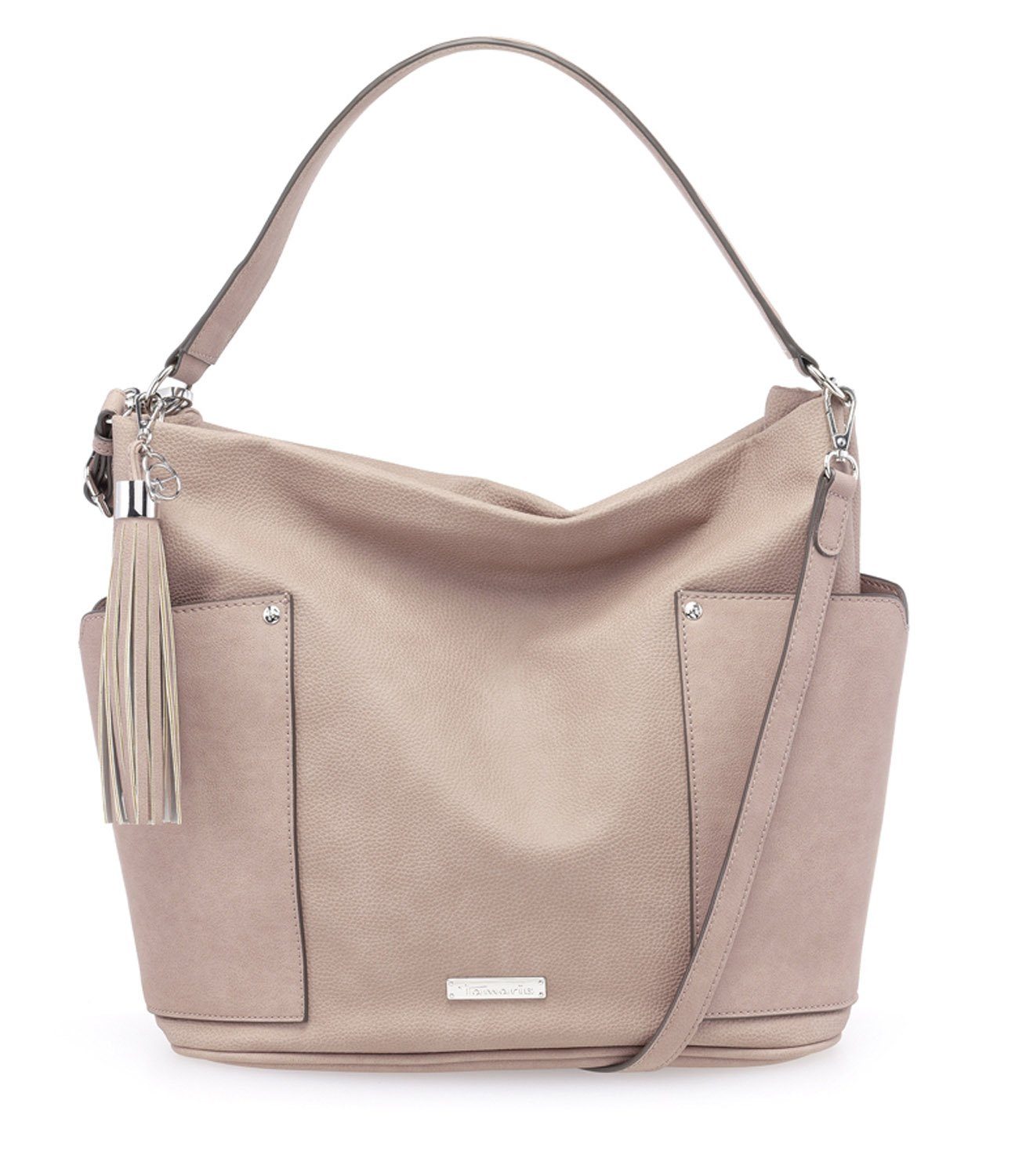Tamaris Schultertasche Edna (Set), Damen Hobo Bag Handtasche Schultertasche Quasten-Charm-Anhänger