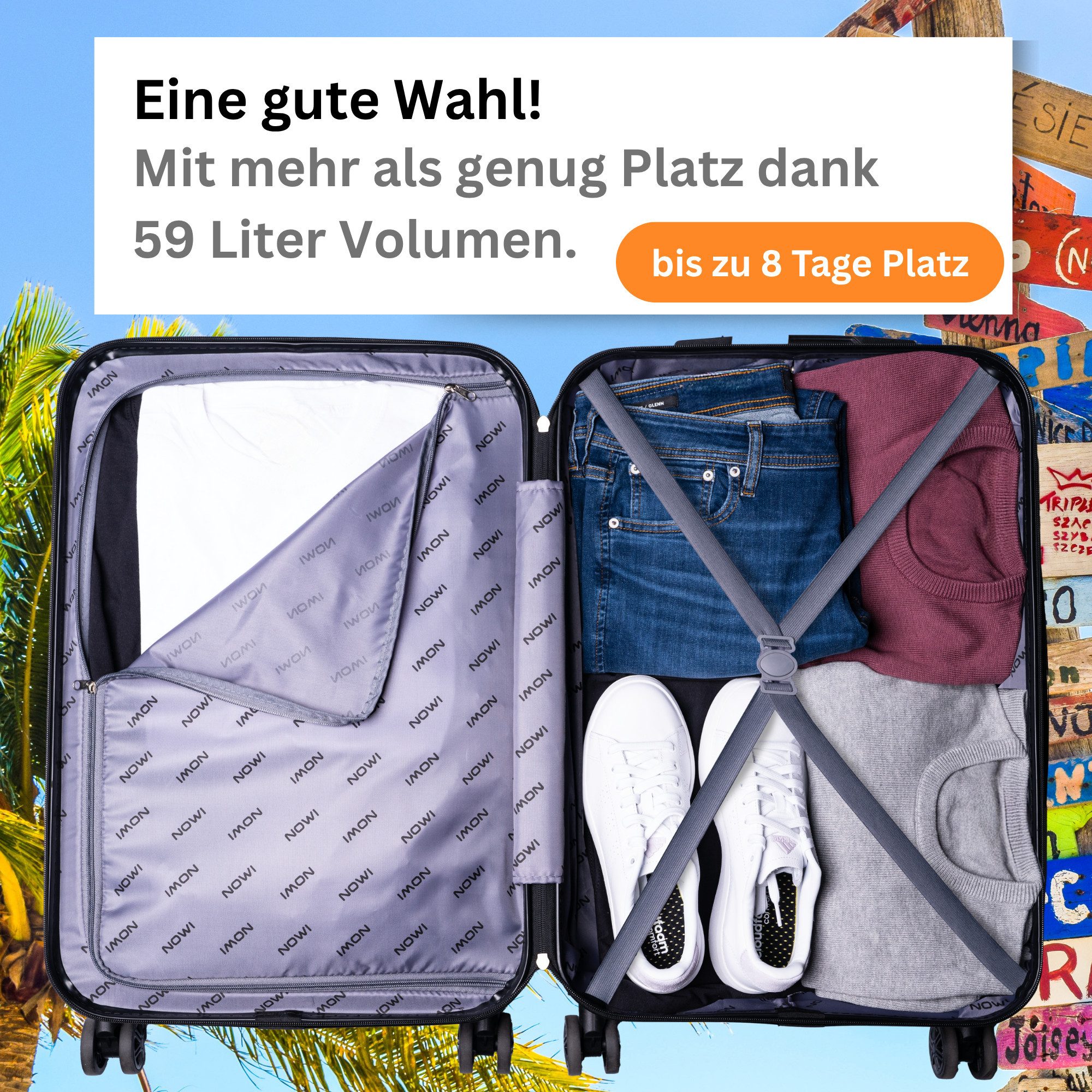 NOWI Hartschalen-Trolley Koffer M–XL & Set – Hartschalenkoffer leicht mit Rollen & Schloss