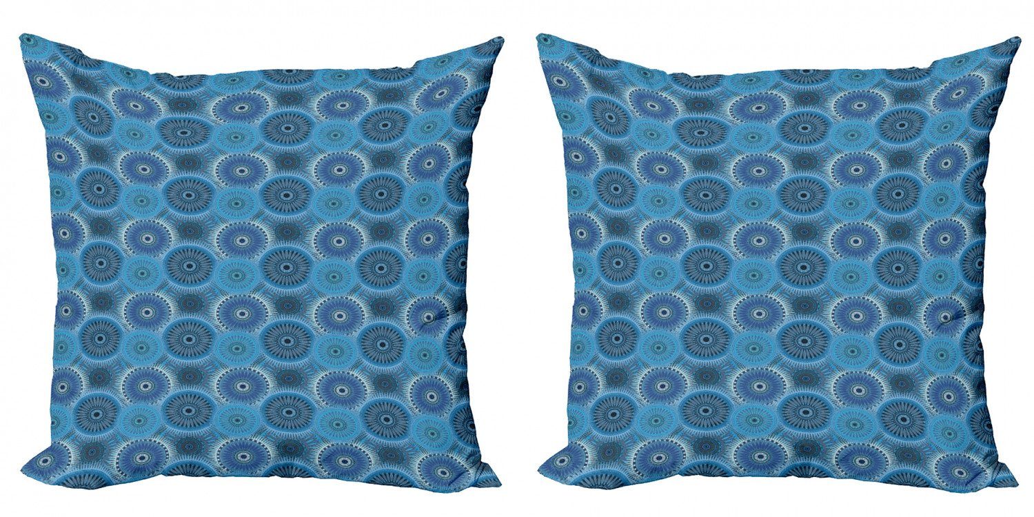 Kissenbezüge Modern Accent Doppelseitiger Digitaldruck, Abakuhaus (2 Stück), Blauer Mandala Vintage Blue Asian