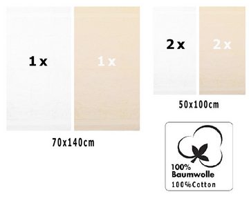 Betz Handtuch Set 6-TLG. Handtuch-Set Premium 100% Baumwolle 2 Duschtücher 4 Handtücher, 100% Baumwolle, (Set, 6-tlg), Farbe weiß und beige