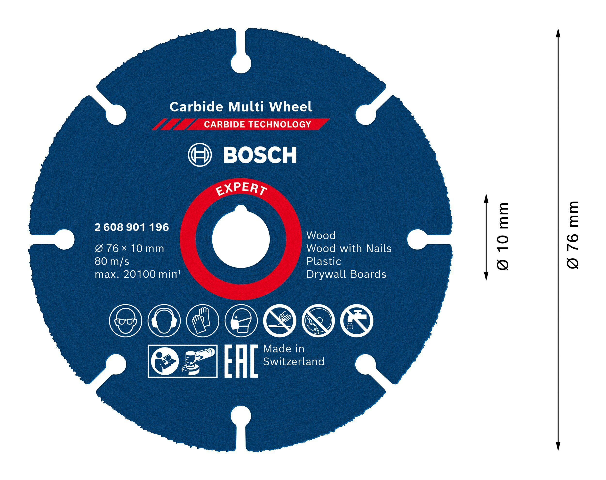 Expert 10 BOSCH mm mm, Carbide Wheel, 76 x Trennscheibe 76 1 Multi x Ø