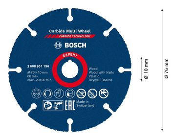 BOSCH Trennscheibe Expert Carbide Multi Wheel, Ø 76 mm, Trennscheibe, 10 mm für Mini-Winkelschleifer