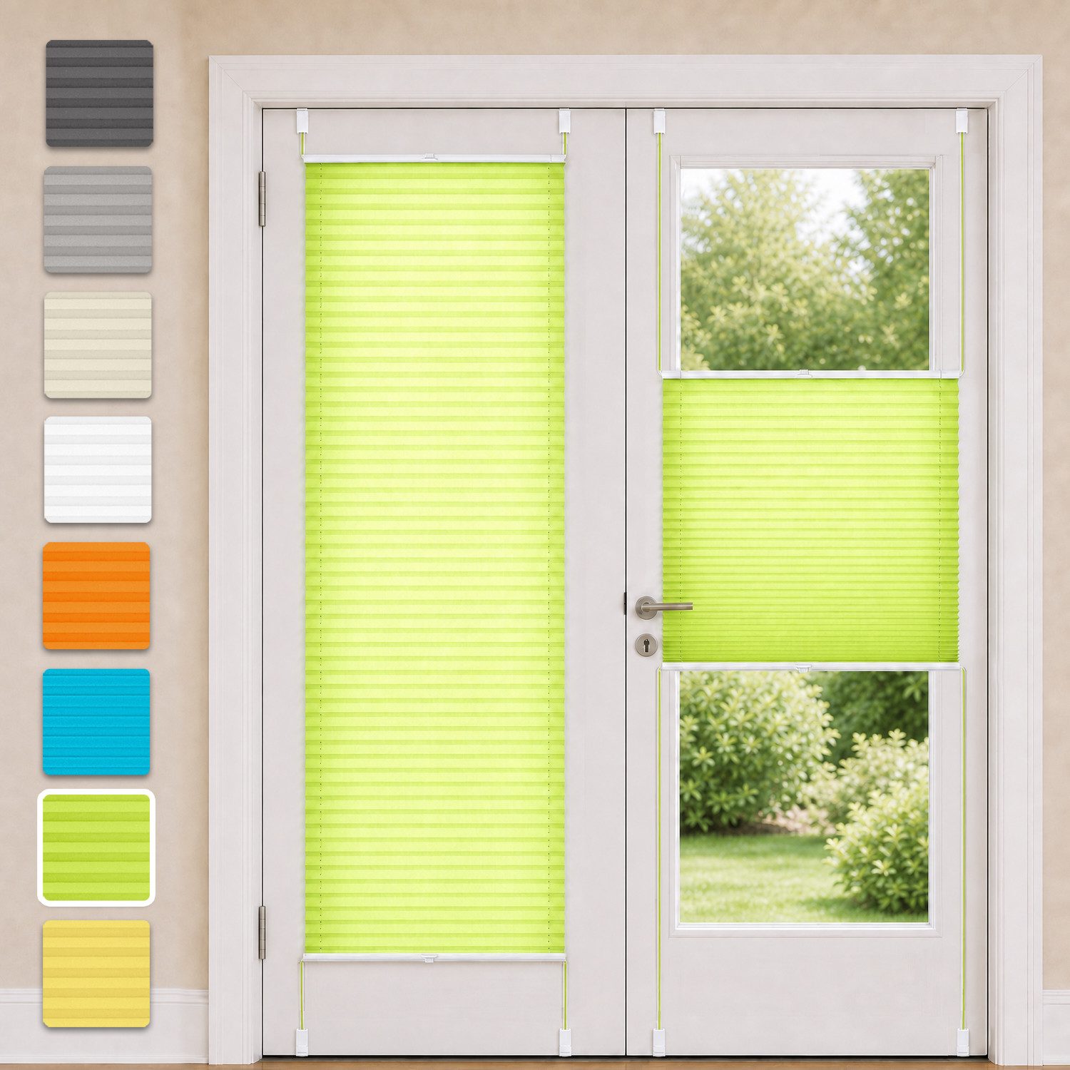 OUBO Plissee ohne Bohren Klemmfix, lichtdurchlässig Rollo, Lichtschutz, Easyfix, Klemmfix, mit Klemmträger, Sichtschutz und Sonnenschutz für Fenster & Tür
