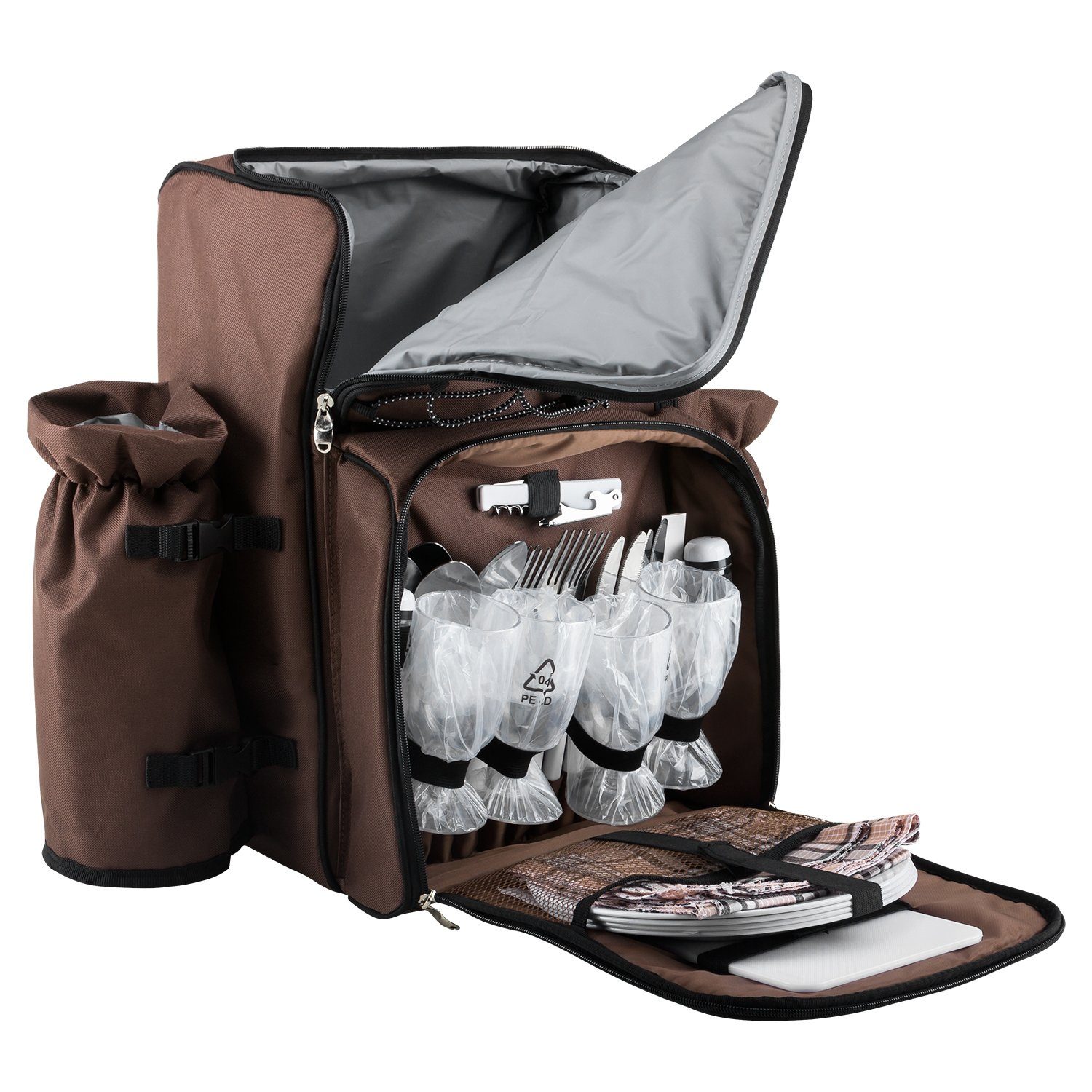 anndora Picknickrucksack Wanderrucksack Rucksack für 4 Personen, wasserfeste Schaumstoffisolation - abnehmbarer Flaschenhalter – Bild 5 von 5