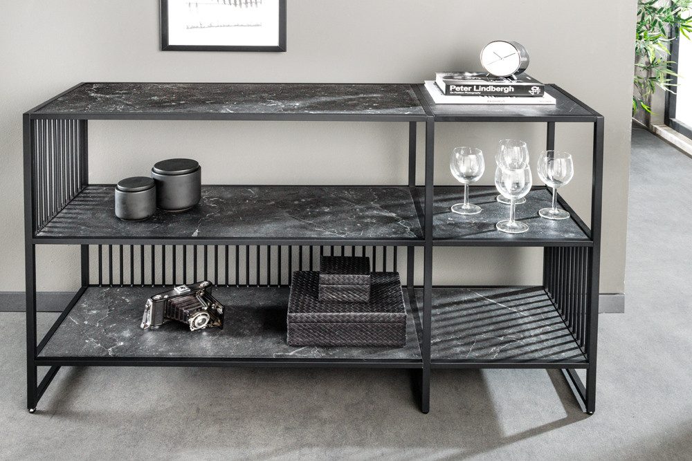 riess-ambiente Bücherregal ARCHITECTURE 120cm graphit · Standregal aus Metall mit 3 Regalböden, Einzelartikel 1-tlg., Wohnzimmer · Marmor-Design · Aufbewahrung · Raumteiler · 6 Ablageböden